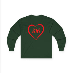 Collection of Heart 316 Unisex Ultra Cotton Long Sleeve Tee - Perfect Gift for Faith & Love Events in a gallery layout