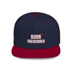 Collection of Born Overcomer Flat Bill Snapback Cap - Inspirational Hat for Motivated Individuals in a gallery layout