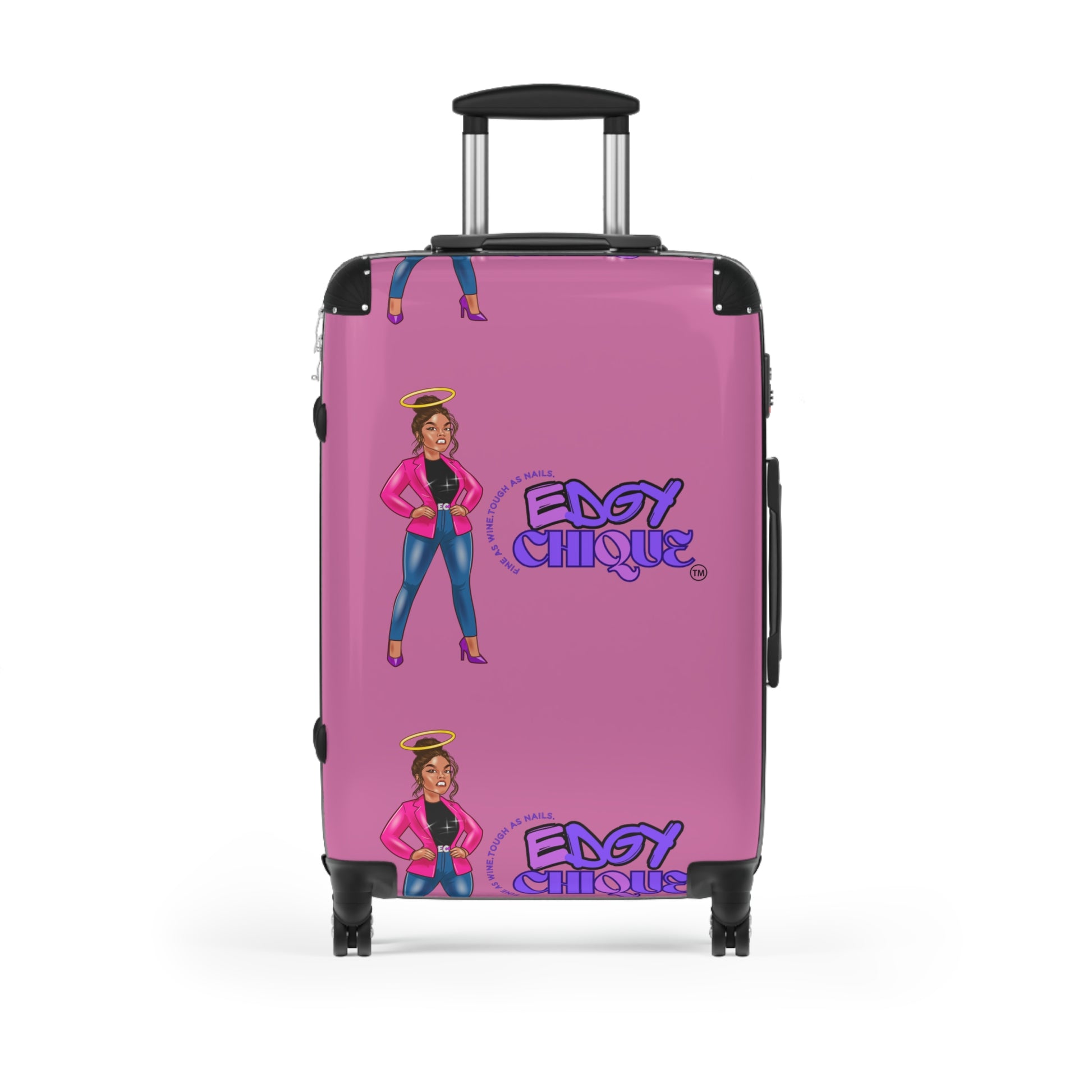 Edgy Chique Pink Suitcase - Trendy Luggage for Fashion-Forward Travelers