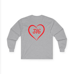 Collection of Heart 316 Unisex Ultra Cotton Long Sleeve Tee - Perfect Gift for Faith & Love Events in a gallery layout