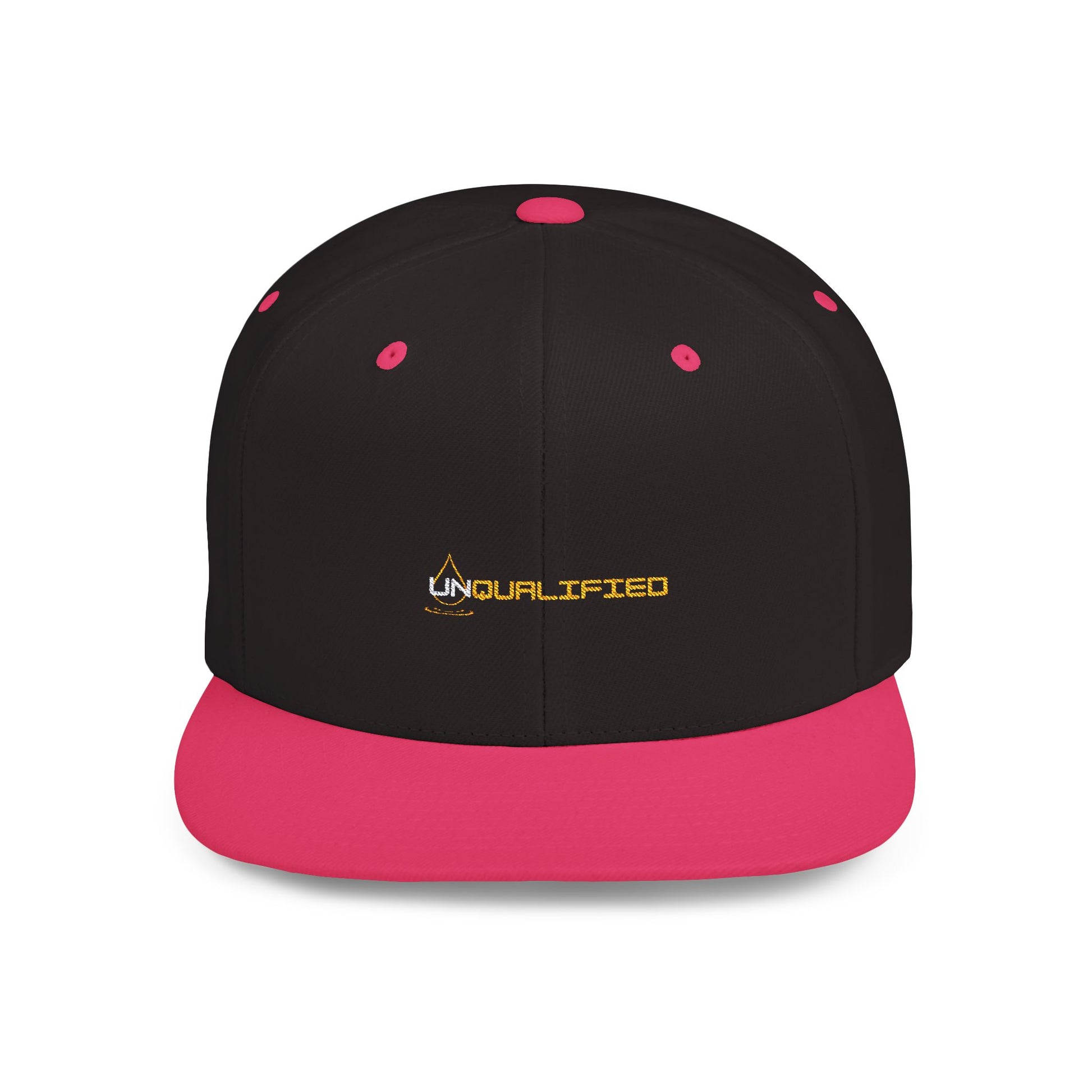 unQUALIFIED Embroidered Flat Bill Snapback Hat - Stylish & Trendy Headwear