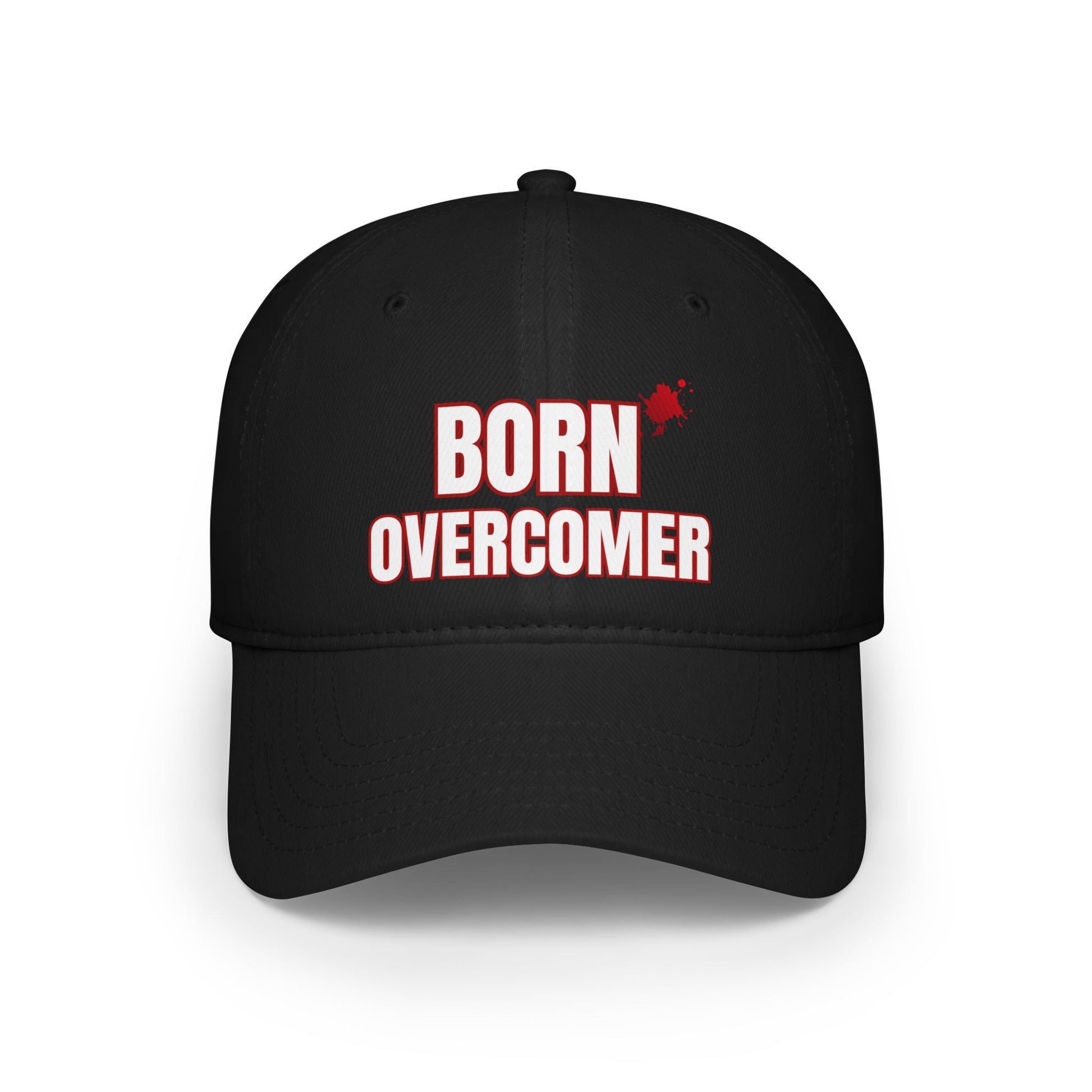 Born Overcomer Low Profile Baseball Cap - Motivational Red Hat