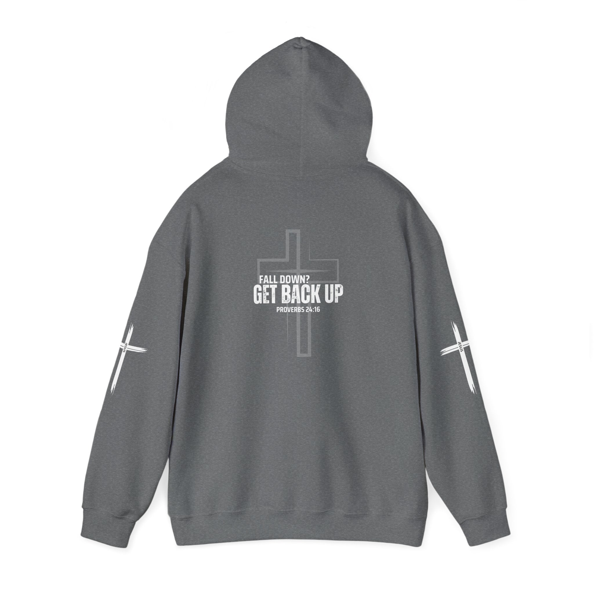 Collection of Fall Down? Get Back Up Psalm 24 Unisex Hooded Sweatshirt in a gallery layout