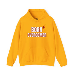 Collection of Born Overcomer - Unisex Heavy Blend Hoodie - Inspirational Sweatshirt for Everyday Comfort in a gallery layout