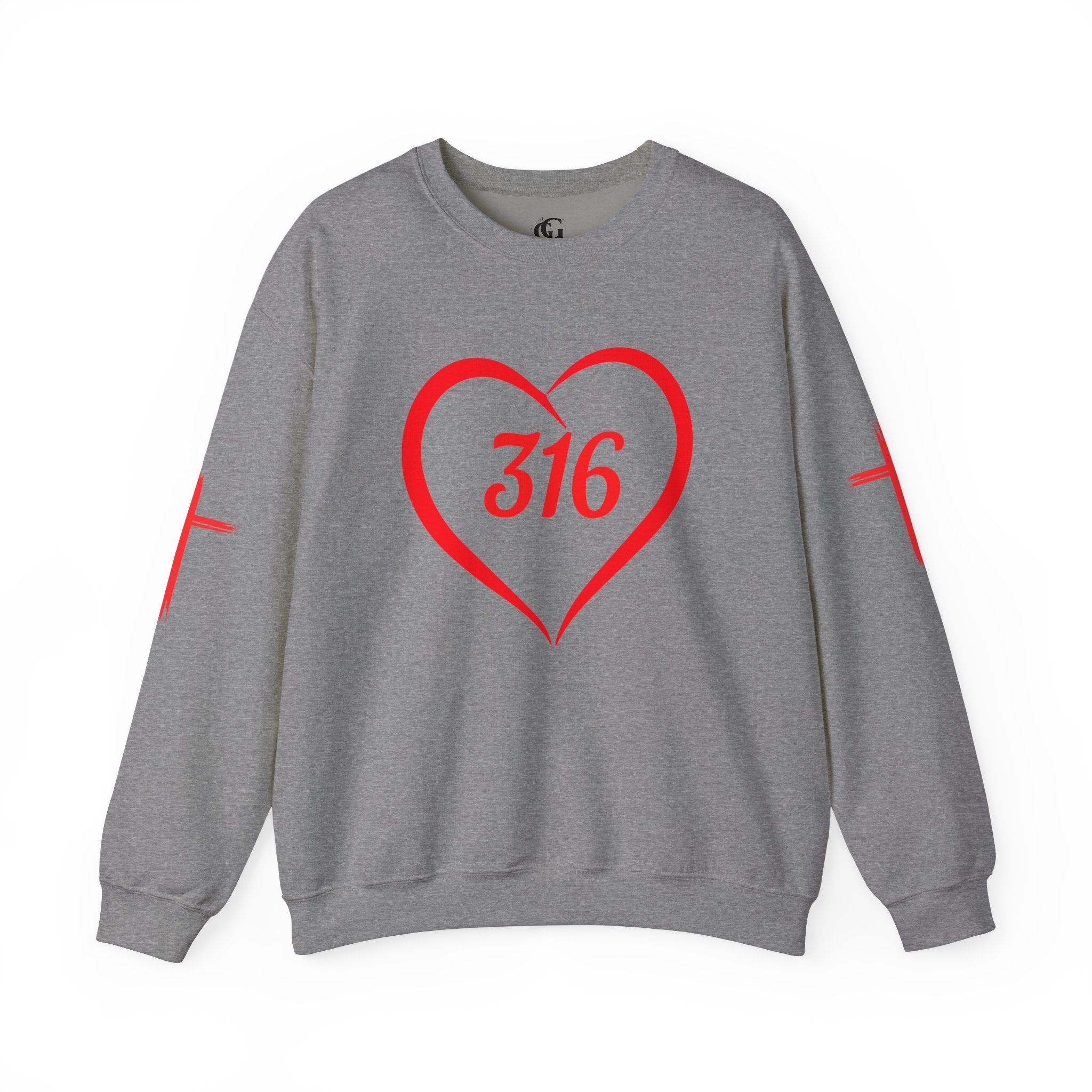 Collection of 316 Heart Graphic Unisex Crewneck Sweatshirt - Cozy Casual Love in a gallery layout