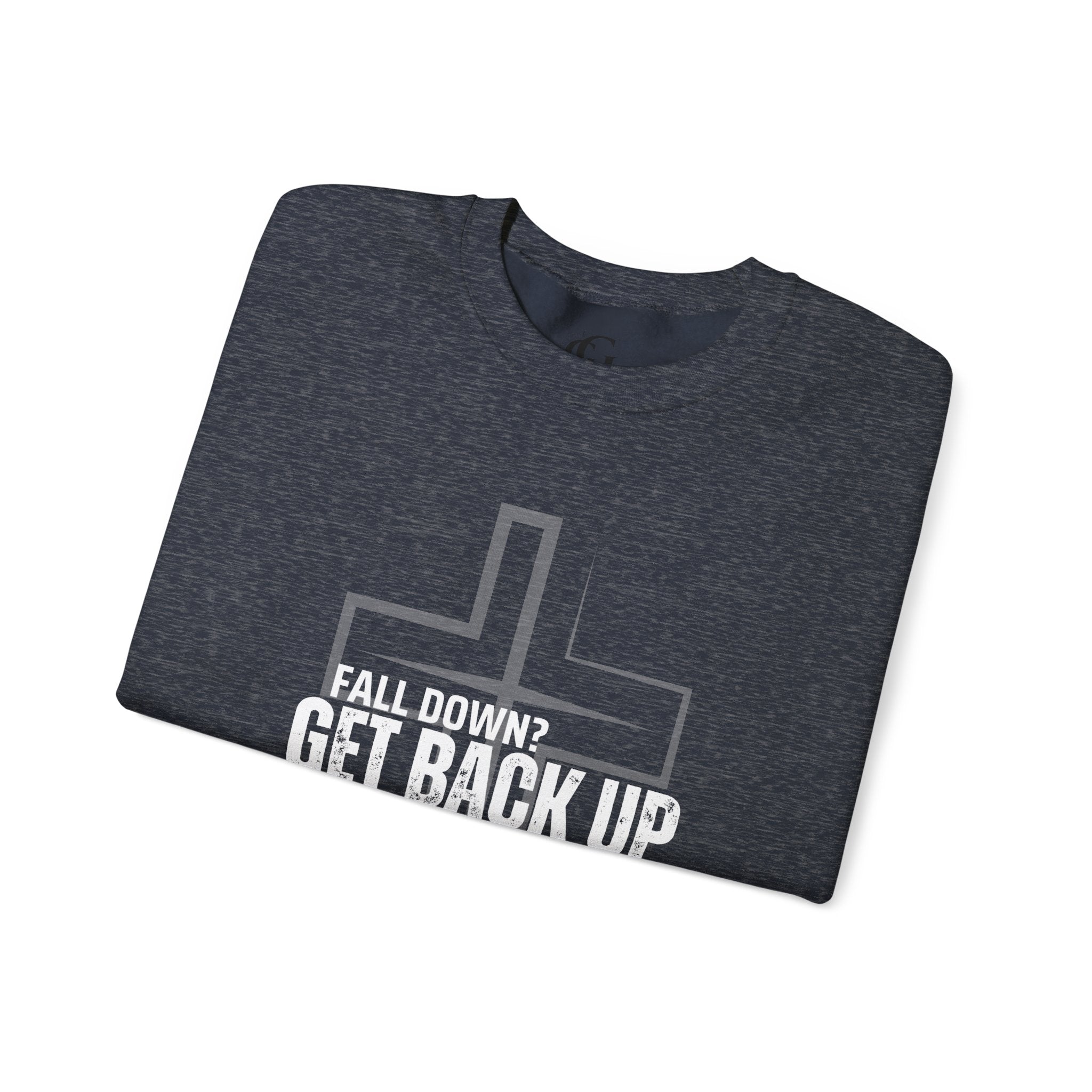 Collection of Inspirational Crewneck Sweatshirt - 'Get Back Up' Proverbs 24:16 in a gallery layout