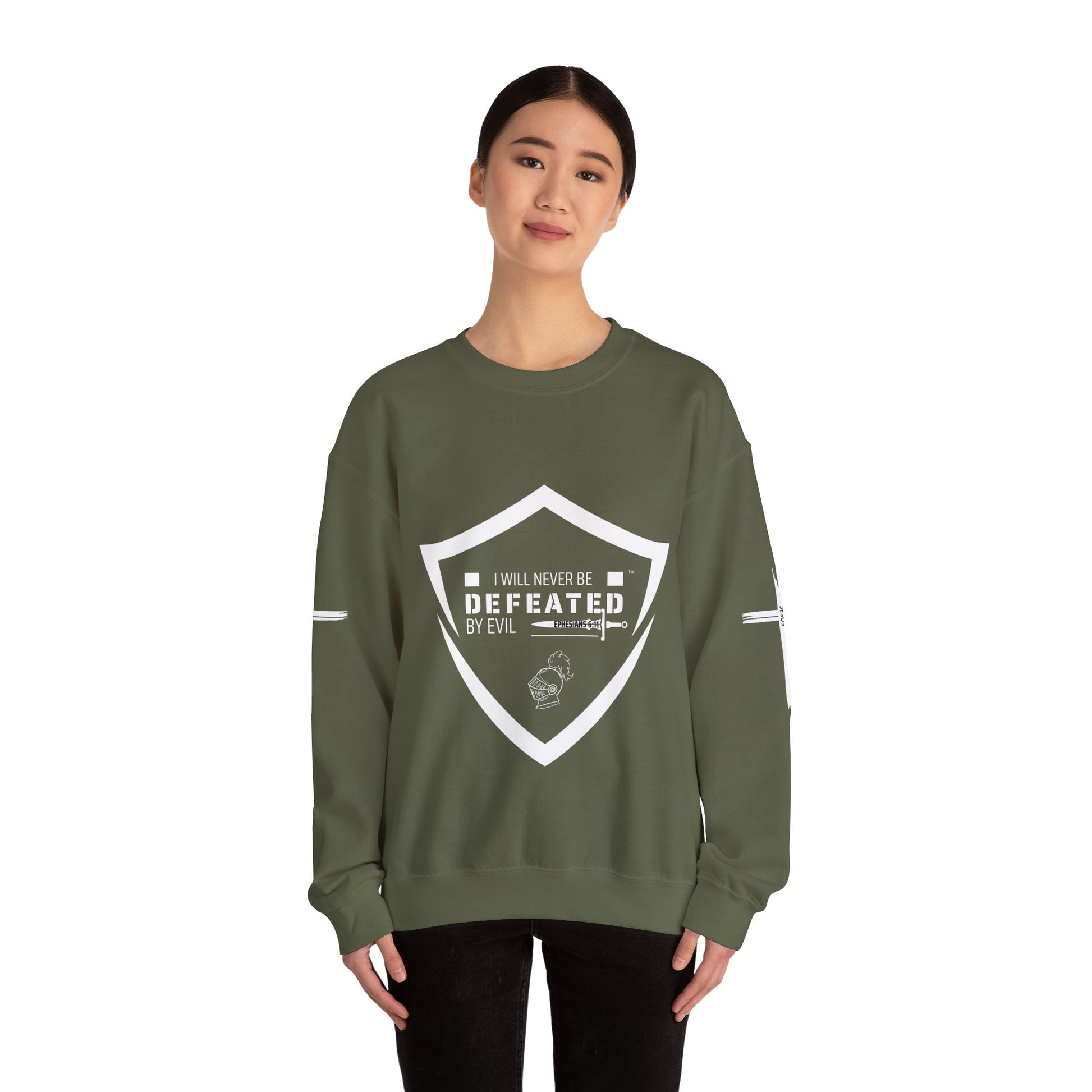 "I WILL NEVER BE DEFEATED" Unisex Crewneck Sweatshirt