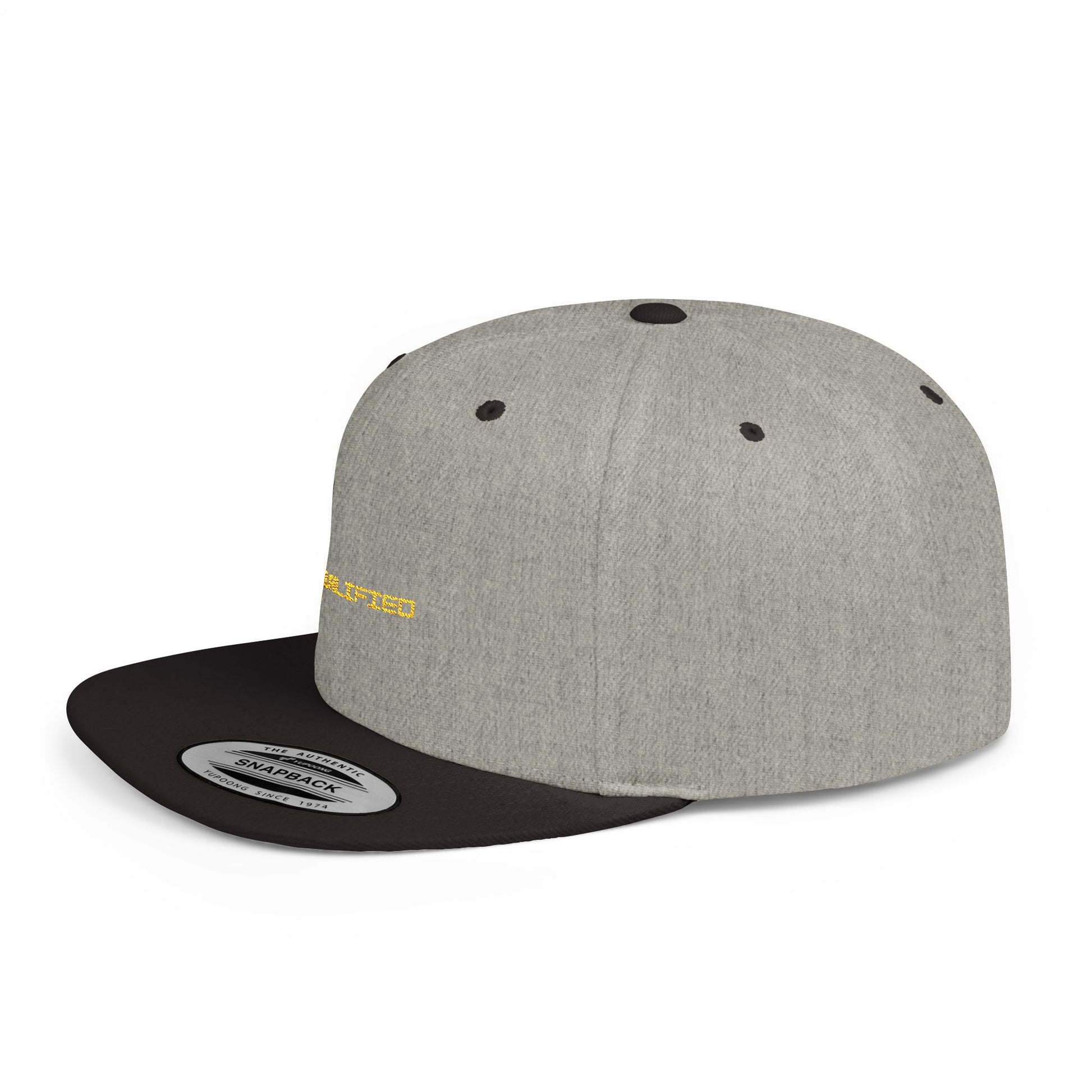 unQUALIFIED Embroidered Flat Bill Snapback Hat - Stylish & Trendy Headwear