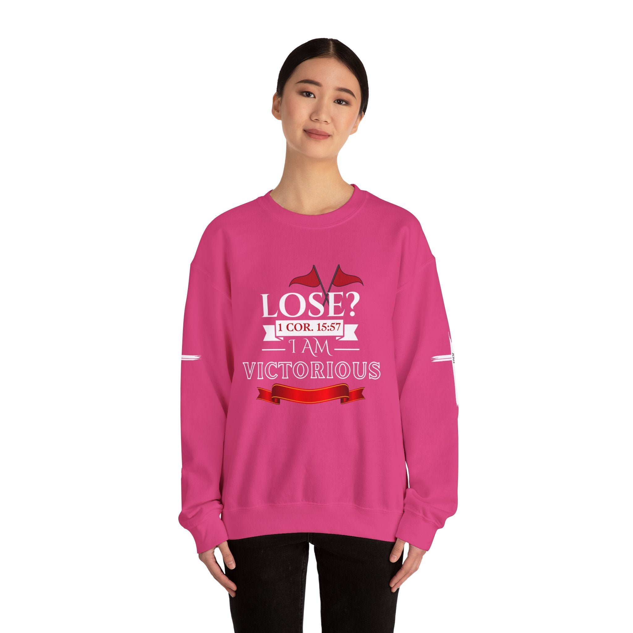 Collection of Inspirational Crewneck Sweatshirt - I AM VICTORIOUS 1 COR. 15:57 | Faith & Victory Apparel in a gallery layout