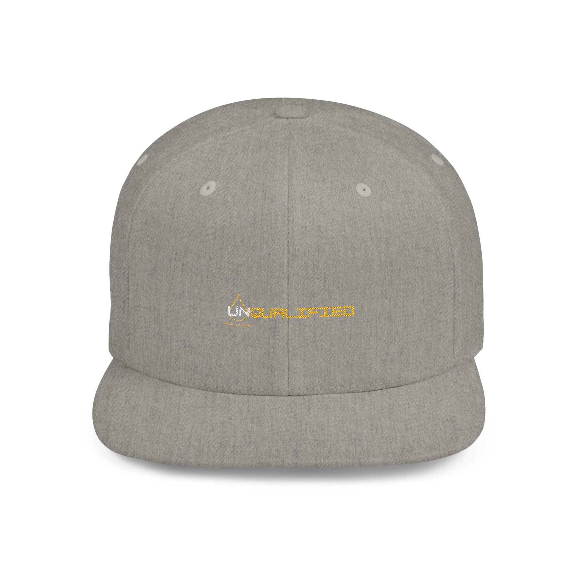 unQUALIFIED Embroidered Flat Bill Snapback Hat - Stylish & Trendy Headwear