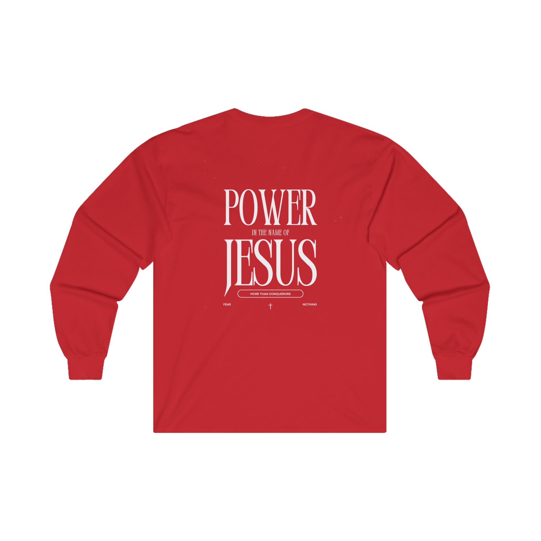 Collection of Power in the Name of Jesus Unisex Long Sleeve Tee - Faith-Based Spiritual Apparel in a gallery layout