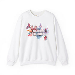 Collection of "Glory to God" Floral Crewneck Sweatshirt: no-chenille patch in a gallery layout