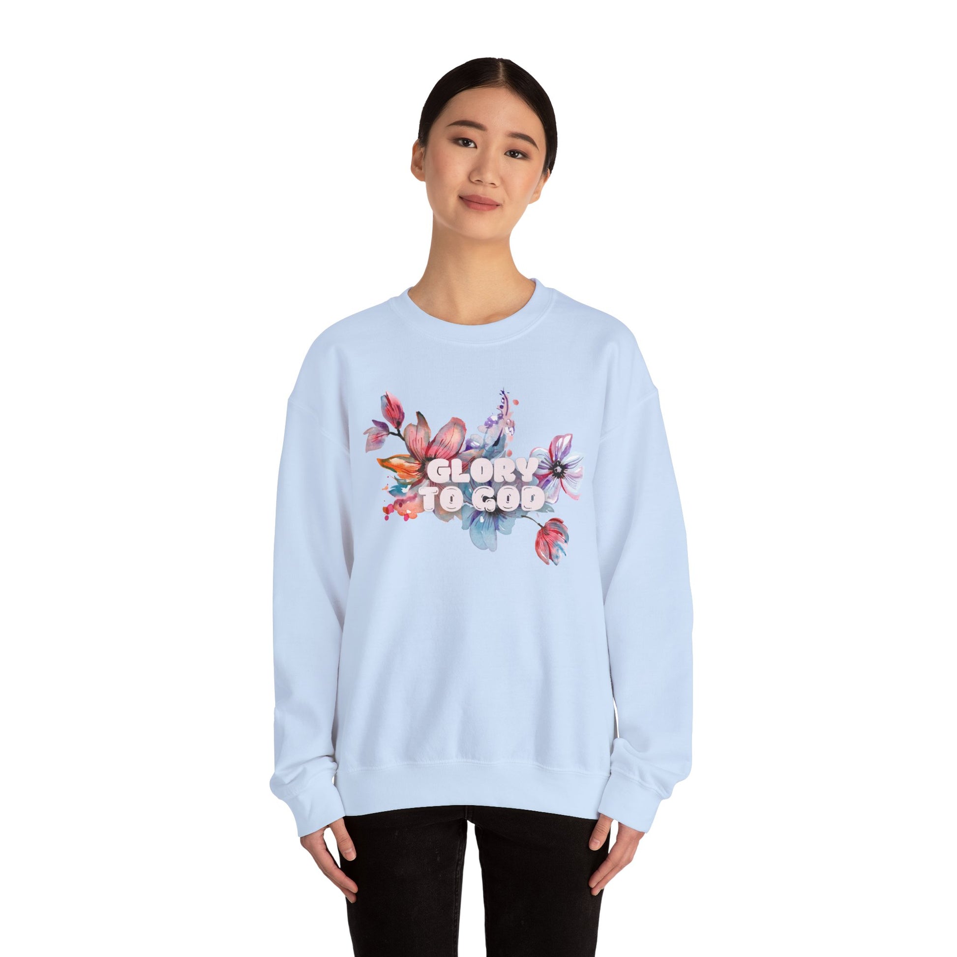 "Glory to God" Floral Crewneck Sweatshirt: no-chenille patch