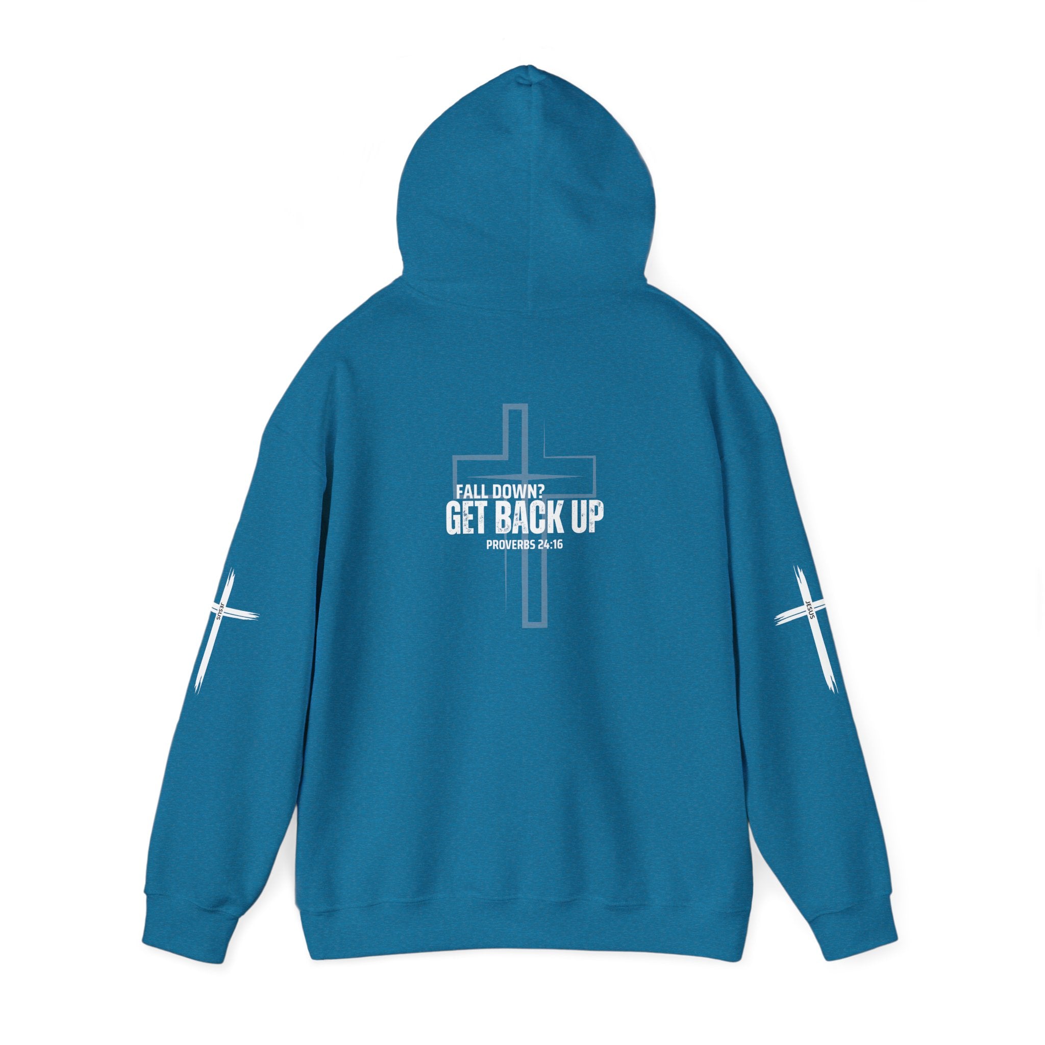 Collection of Fall Down? Get Back Up Psalm 24 Unisex Hooded Sweatshirt in a gallery layout