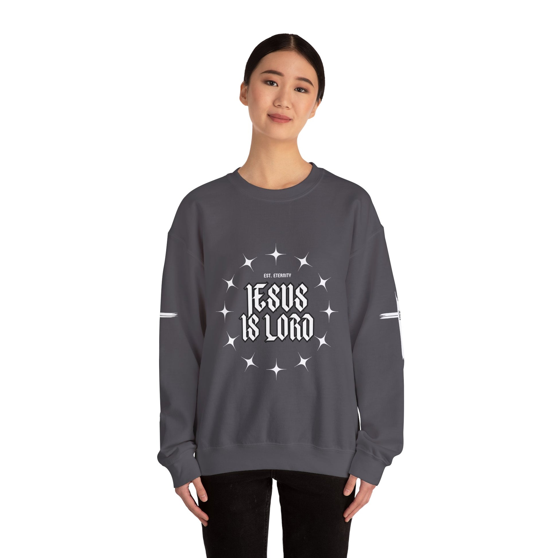 Faith-Inspired Unisex Heavy Blend Crewneck Sweatshirt - 'Jesus Is Lord' Design