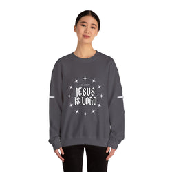 Collection of Faith-Inspired Unisex Heavy Blend Crewneck Sweatshirt - 'Jesus Is Lord' Design in a gallery layout