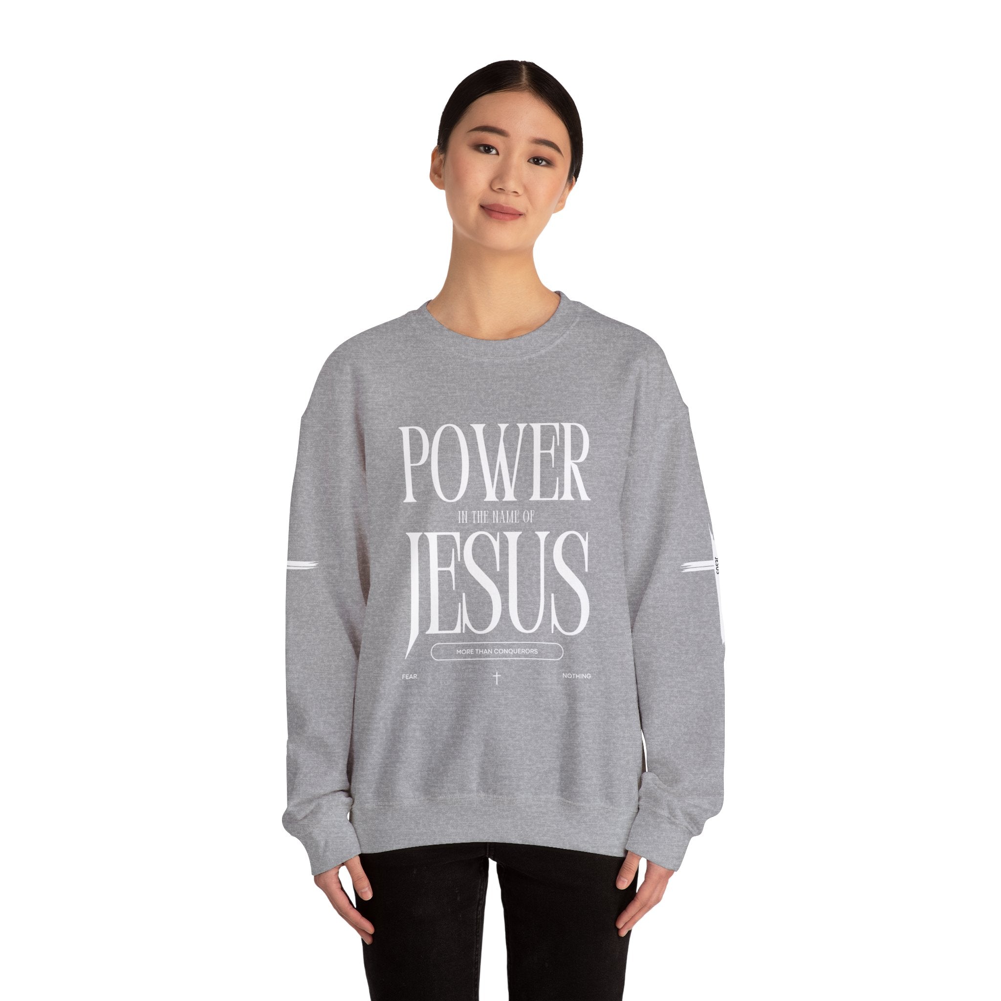 Collection of Power In the Name of Jesus Unisex Crewneck Sweatshirt for Comfort Lovers in a gallery layout