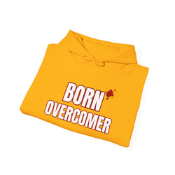 Collection of Born Overcomer - Unisex Heavy Blend Hoodie - Inspirational Sweatshirt for Everyday Comfort in a gallery layout