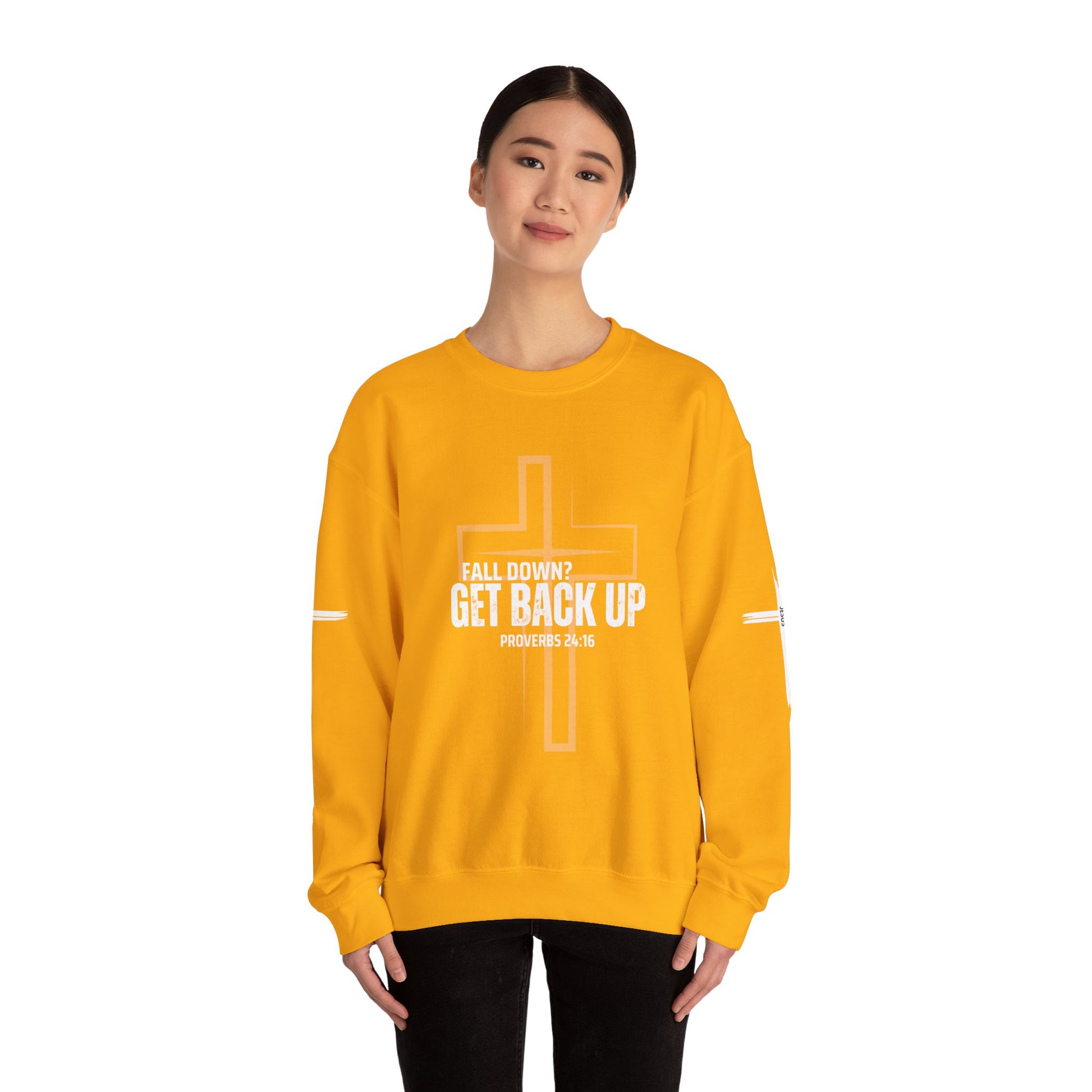 Inspirational Crewneck Sweatshirt - 'Get Back Up' Proverbs 24:16