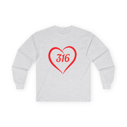 Collection of Heart 316 Unisex Ultra Cotton Long Sleeve Tee - Perfect Gift for Faith & Love Events in a gallery layout