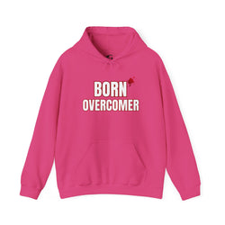 Collection of Born Overcomer - Unisex Heavy Blend Hoodie - Inspirational Sweatshirt for Everyday Comfort in a gallery layout