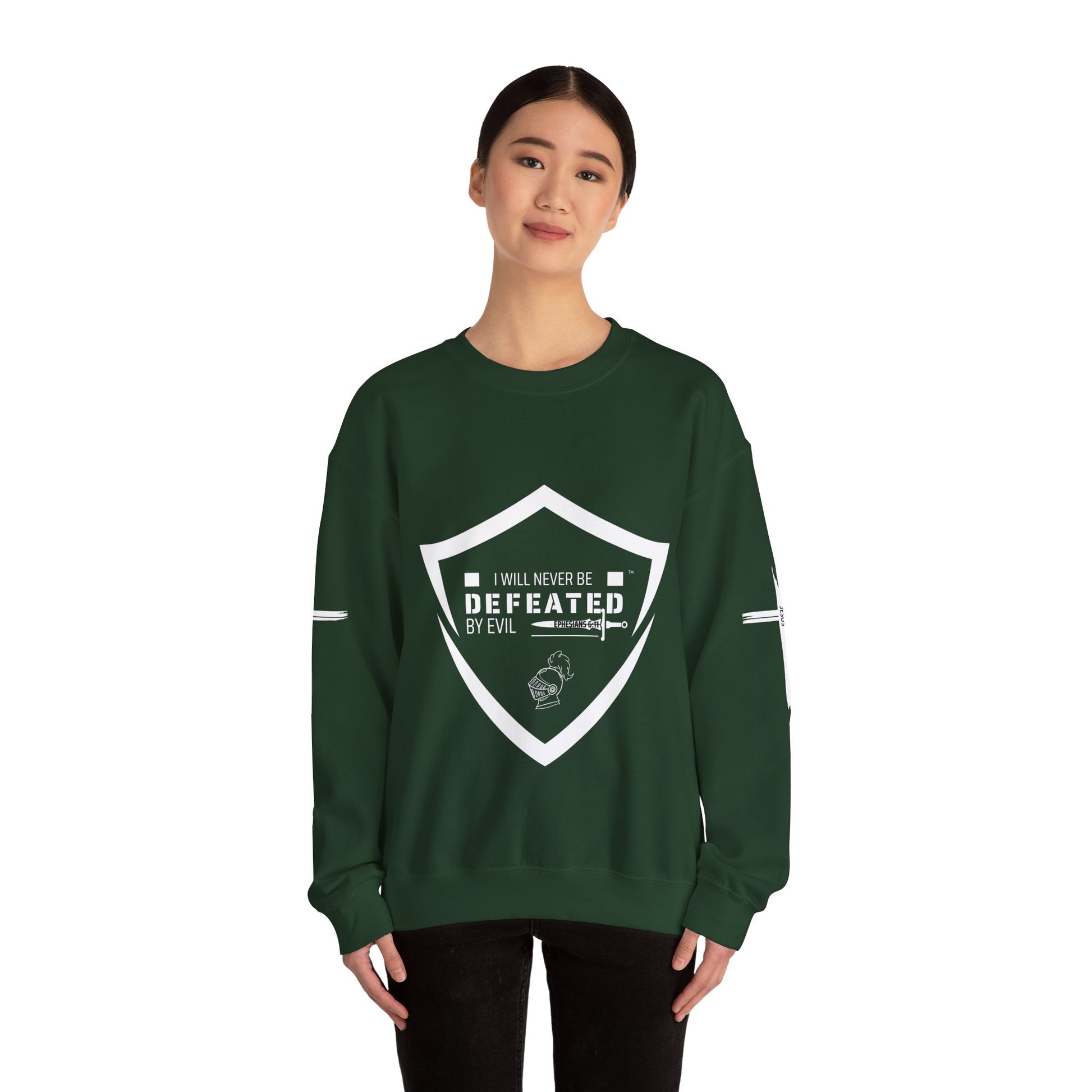 "I WILL NEVER BE DEFEATED" Unisex Crewneck Sweatshirt