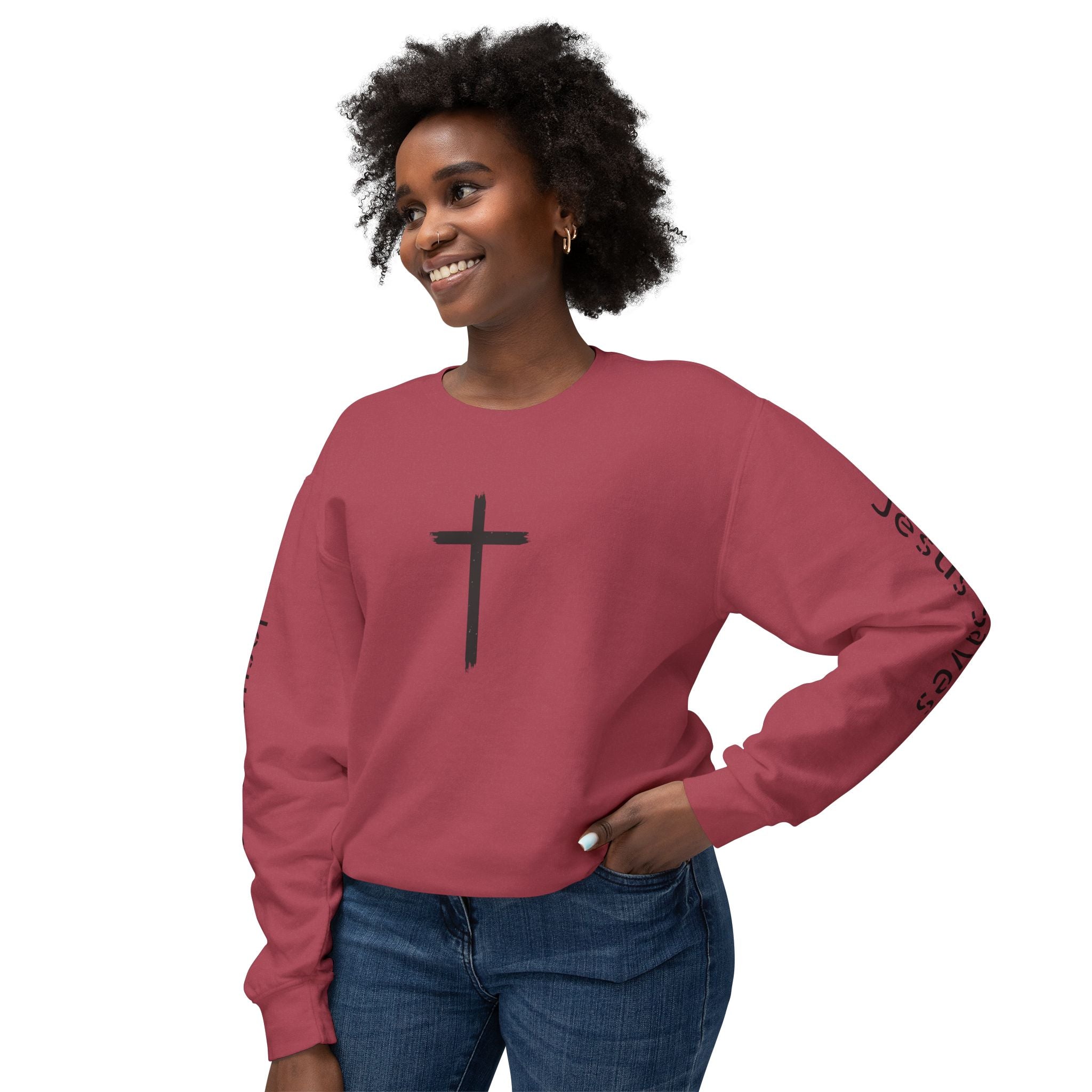 Collection of Inspirational Unisex Crewneck Sweatshirt - Glory Gear 'Jesus Saves' Design in a gallery layout