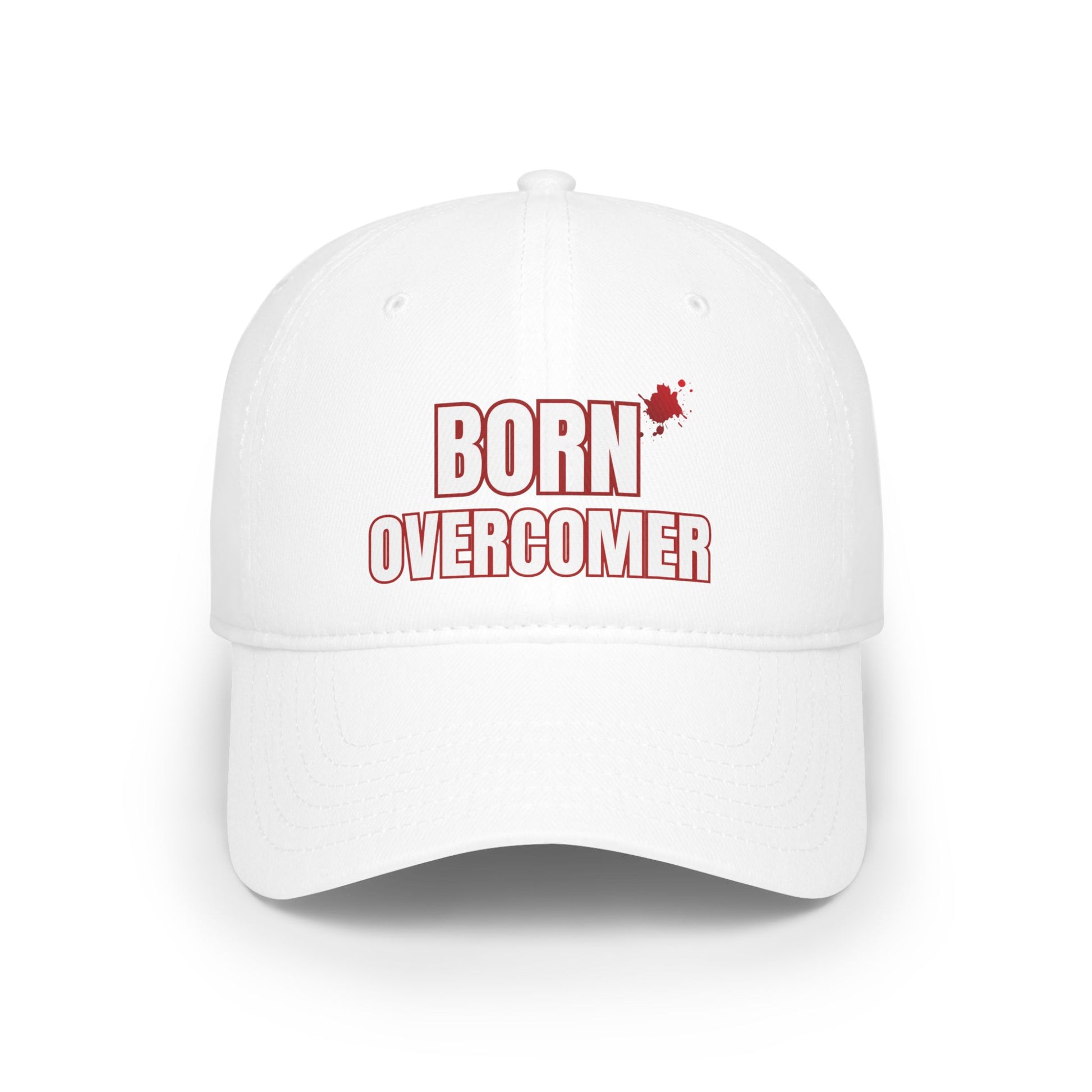 Born Overcomer Low Profile Baseball Cap - Motivational Red Hat