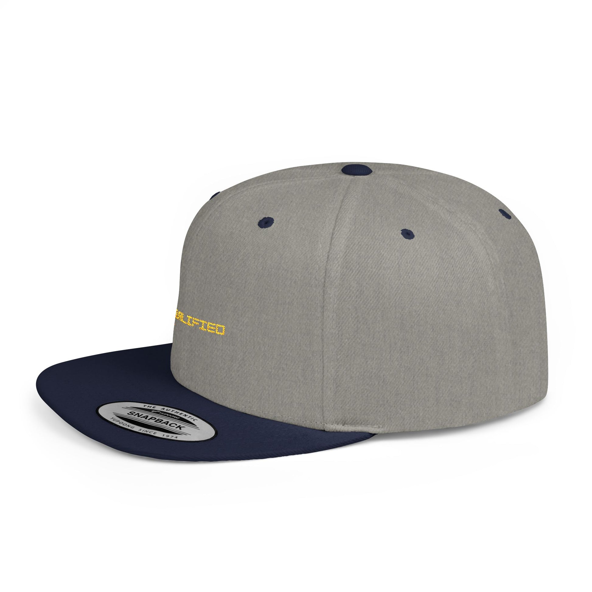 unQUALIFIED Embroidered Flat Bill Snapback Hat - Stylish & Trendy Headwear