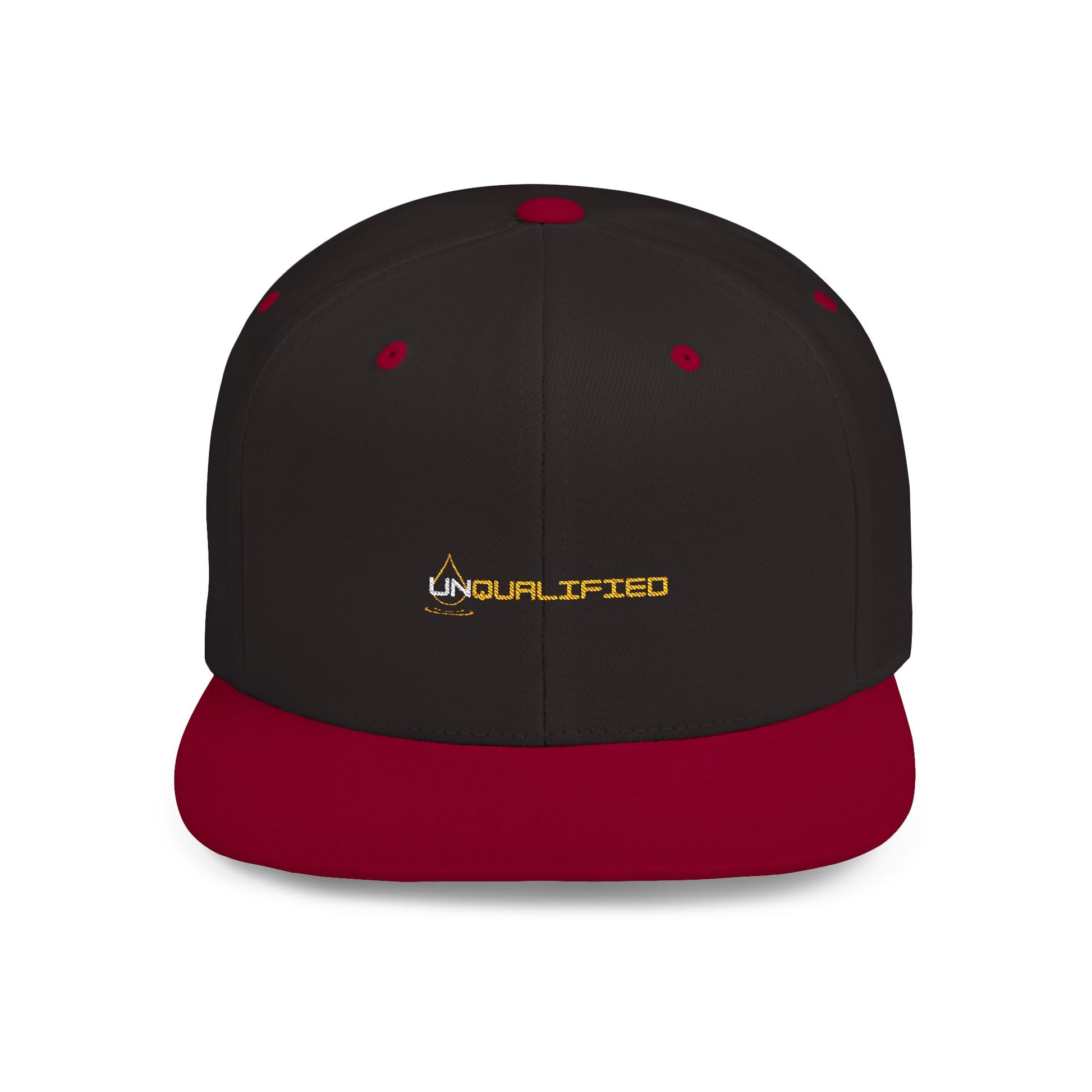 unQUALIFIED Embroidered Flat Bill Snapback Hat - Stylish & Trendy Headwear