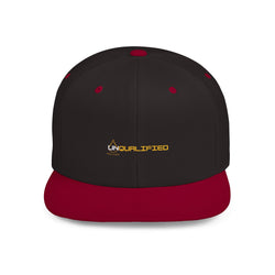 Collection of unQUALIFIED Embroidered Flat Bill Snapback Hat - Stylish & Trendy Headwear in a gallery layout