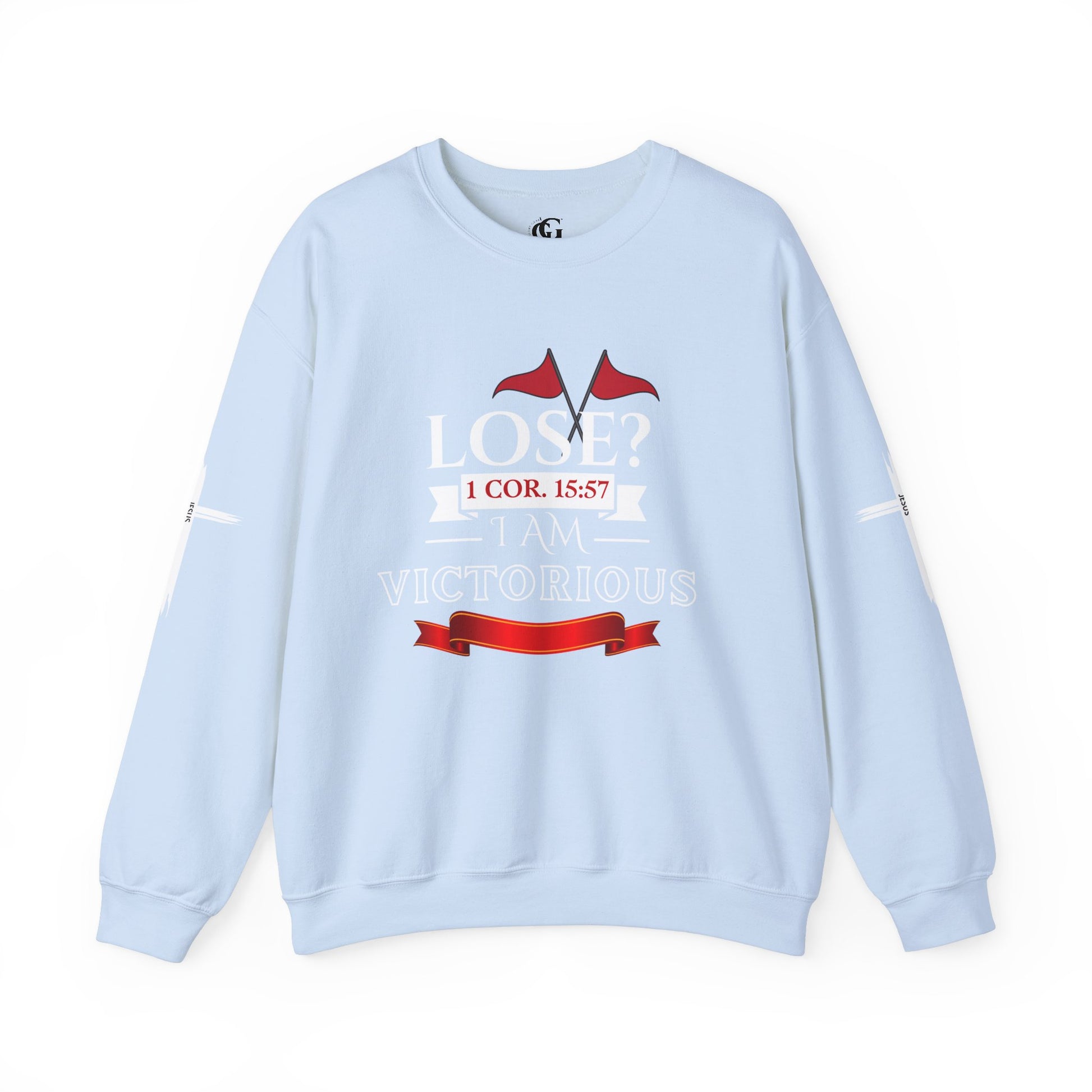 Inspirational Crewneck Sweatshirt - I AM VICTORIOUS 1 COR. 15:57 | Faith & Victory Apparel