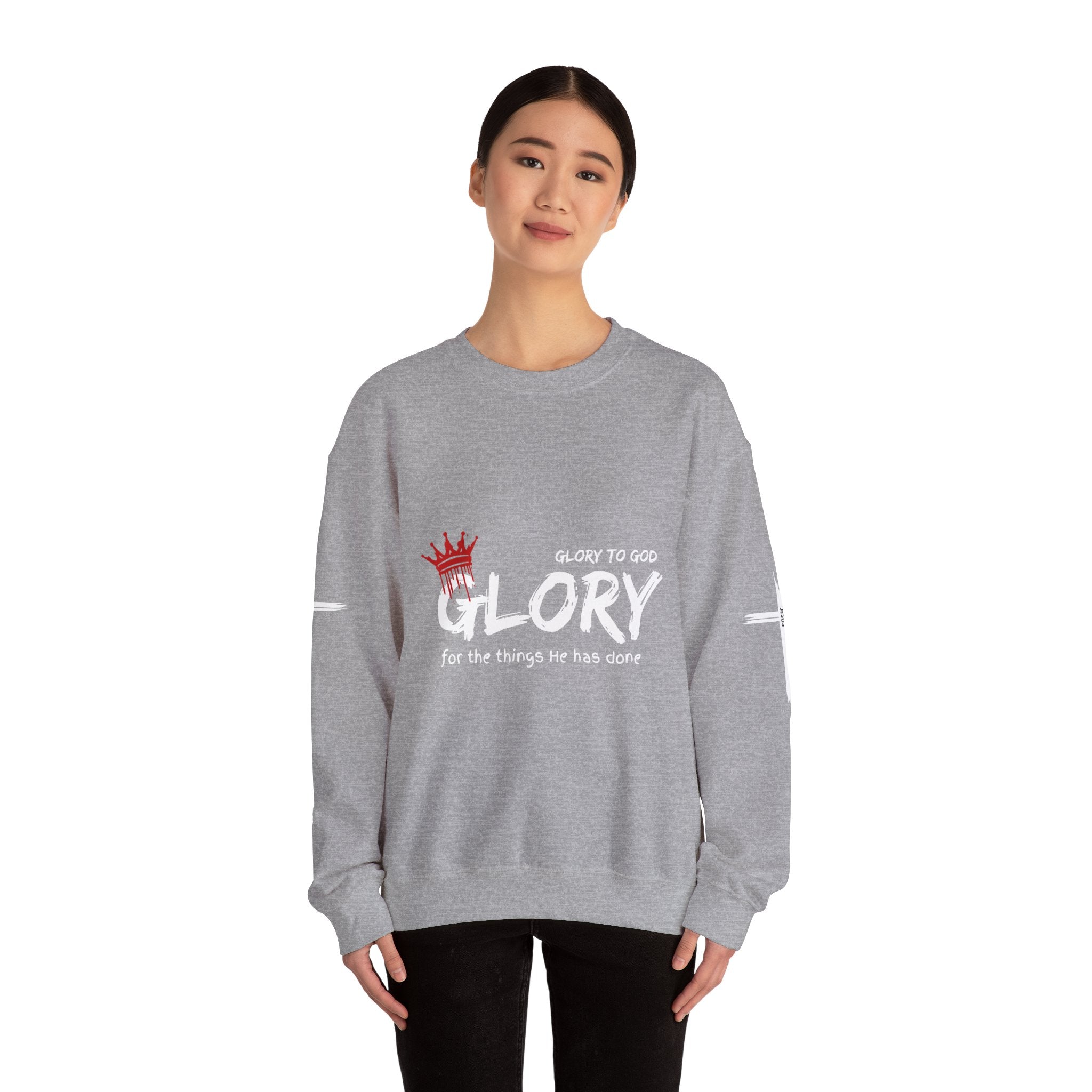 Collection of Glory to God for the Things He Has Done - Unisex Crewneck Sweatshirt in a gallery layout