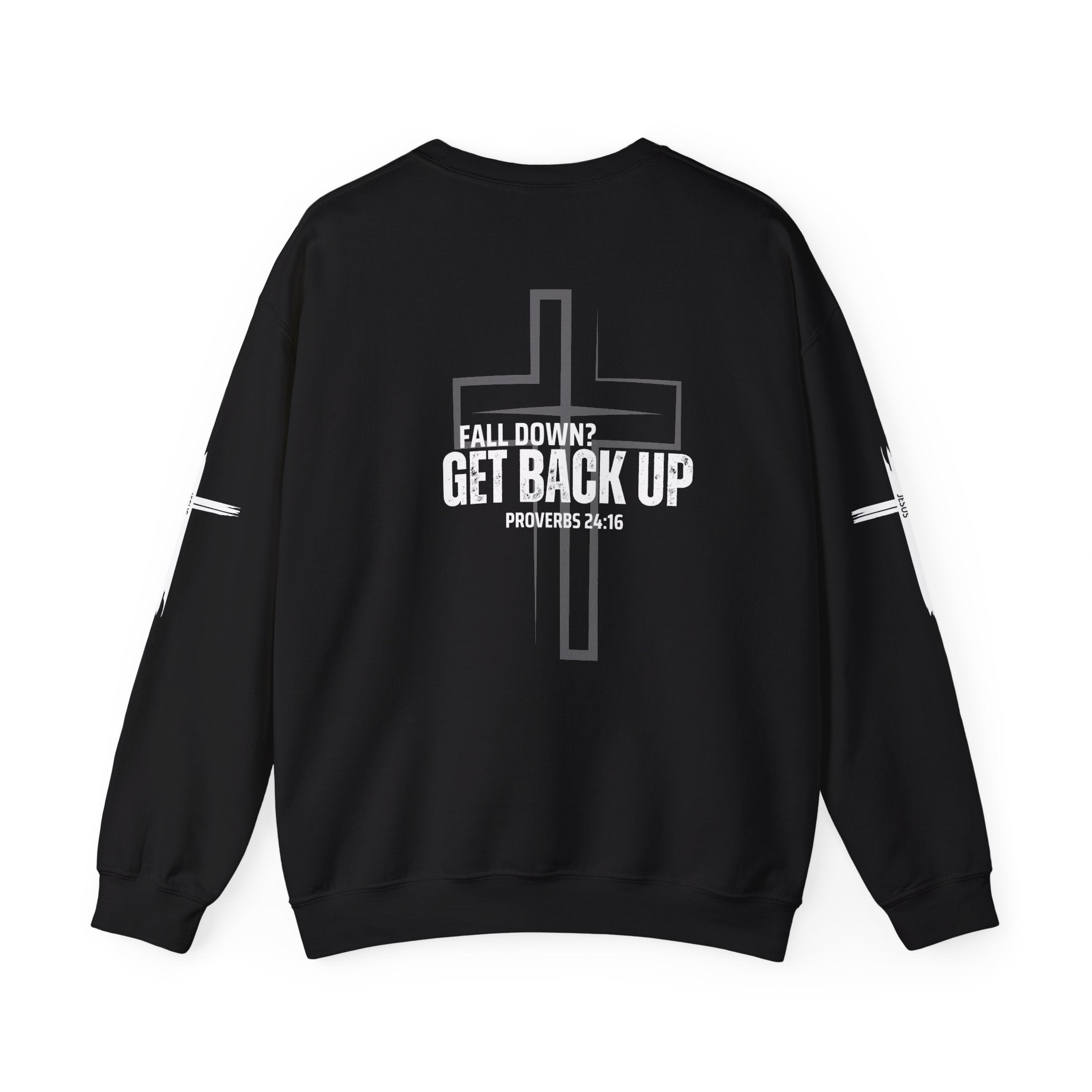 Collection of Inspirational Crewneck Sweatshirt - 'Get Back Up' Proverbs 24:16 in a gallery layout