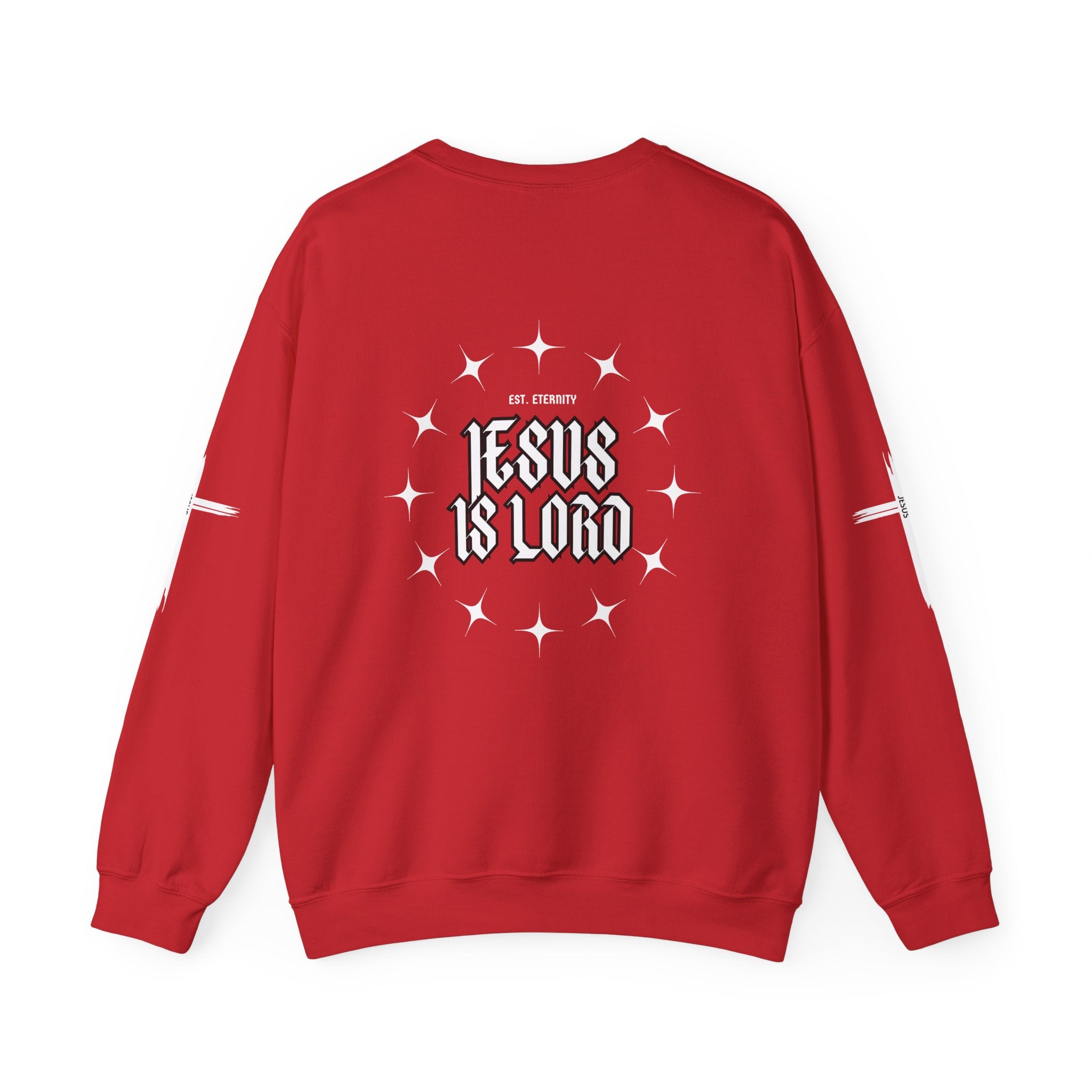 Collection of Faith-Inspired Unisex Heavy Blend Crewneck Sweatshirt - 'Jesus Is Lord' Design in a gallery layout