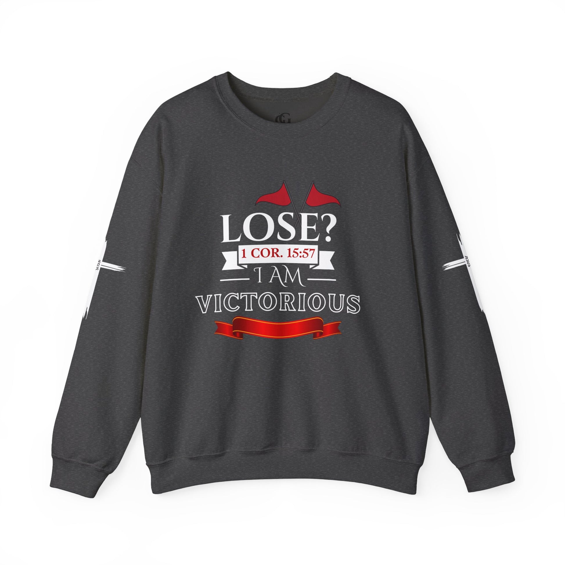 Inspirational Crewneck Sweatshirt - I AM VICTORIOUS 1 COR. 15:57 | Faith & Victory Apparel