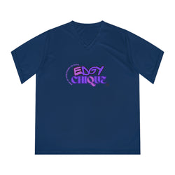 Collection of Edgy Chique Women's V-Neck Performance T-Shirt - Bold Graphic Tee for Active Lifestyle in a gallery layout