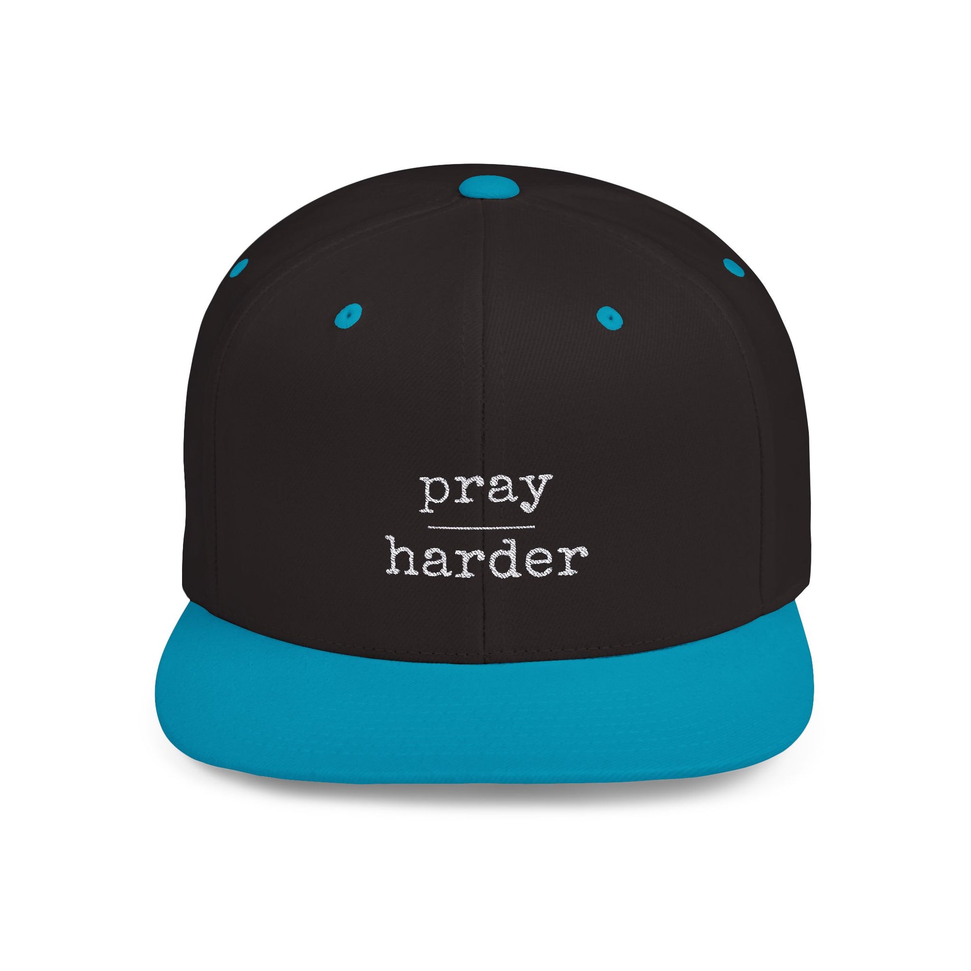 Pray Harder Flat Bill Snapback Hat - Motivational Cap for Daily Inspiration