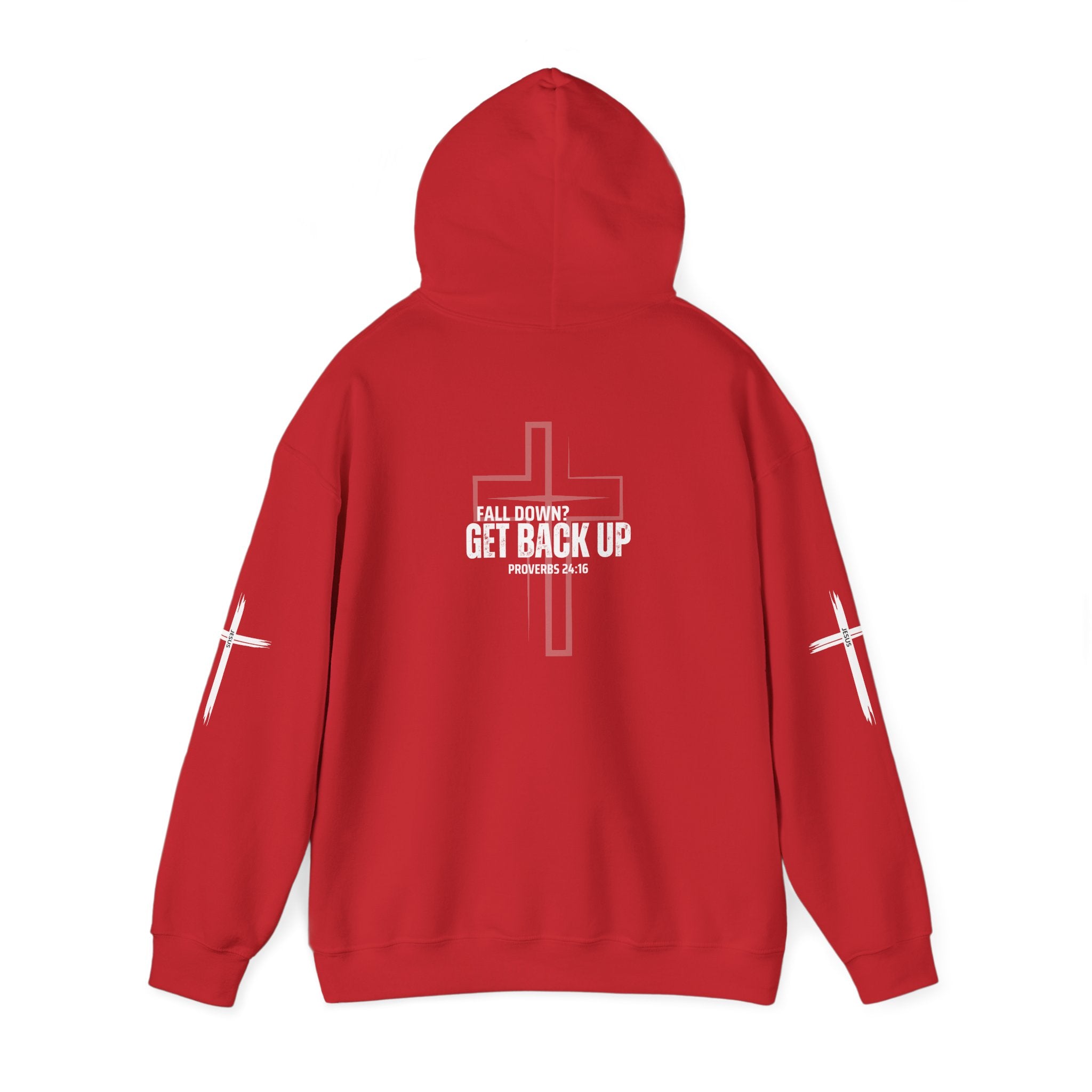 Collection of Fall Down? Get Back Up Psalm 24 Unisex Hooded Sweatshirt in a gallery layout