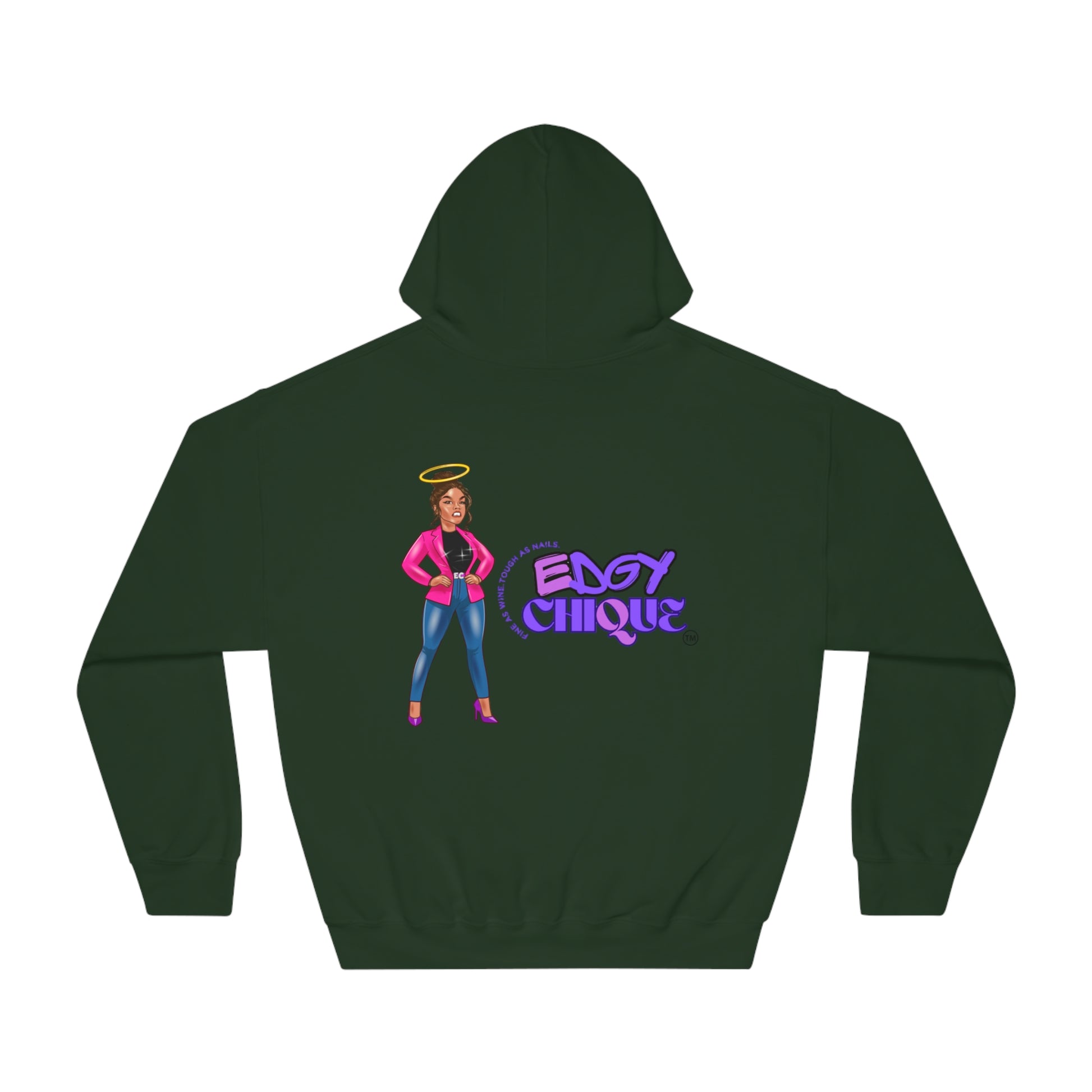 Edgy Chic Unisex Hooded Sweatshirt - Trendy Graphic Design for Fashion Lovers