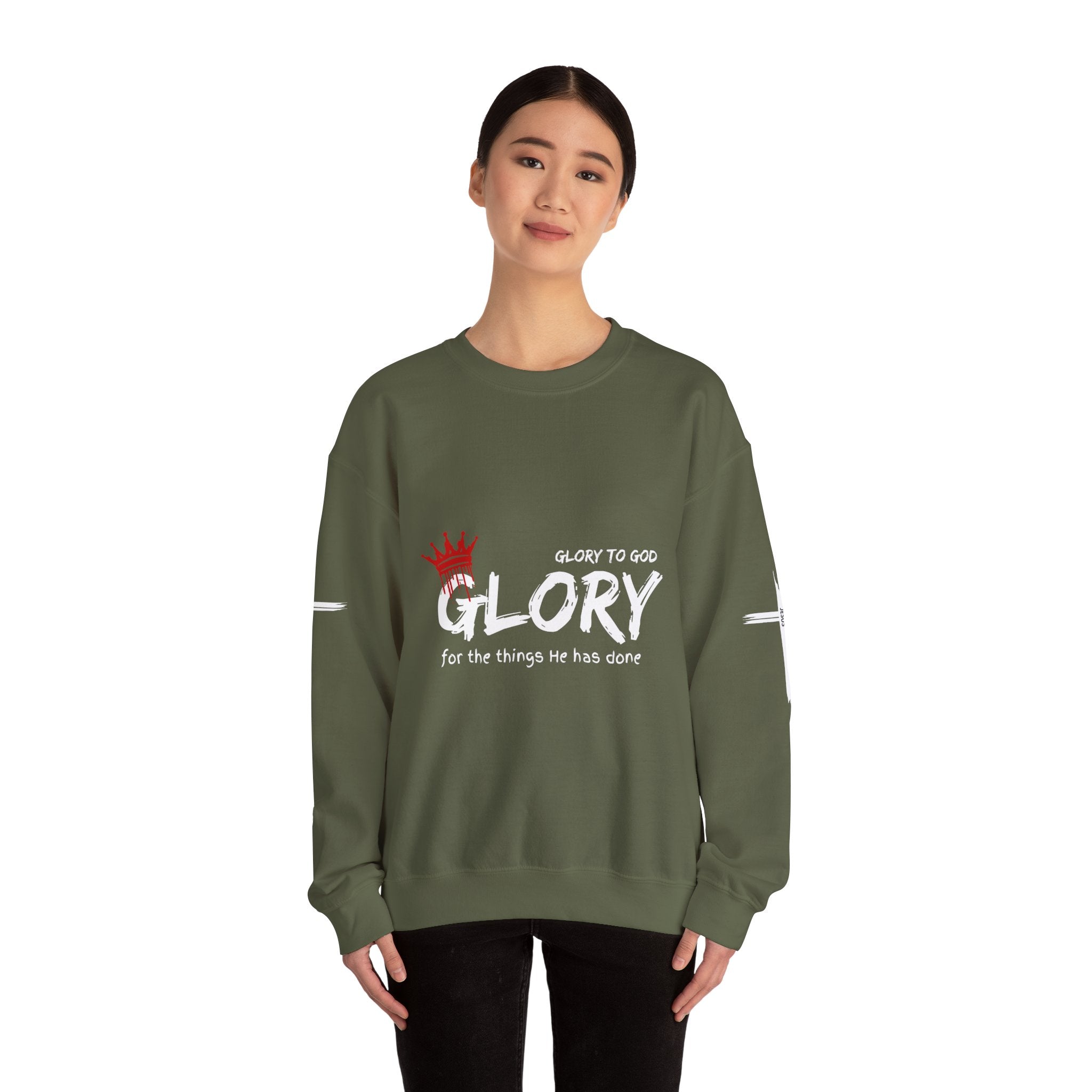 Collection of Glory to God for the Things He Has Done - Unisex Crewneck Sweatshirt in a gallery layout