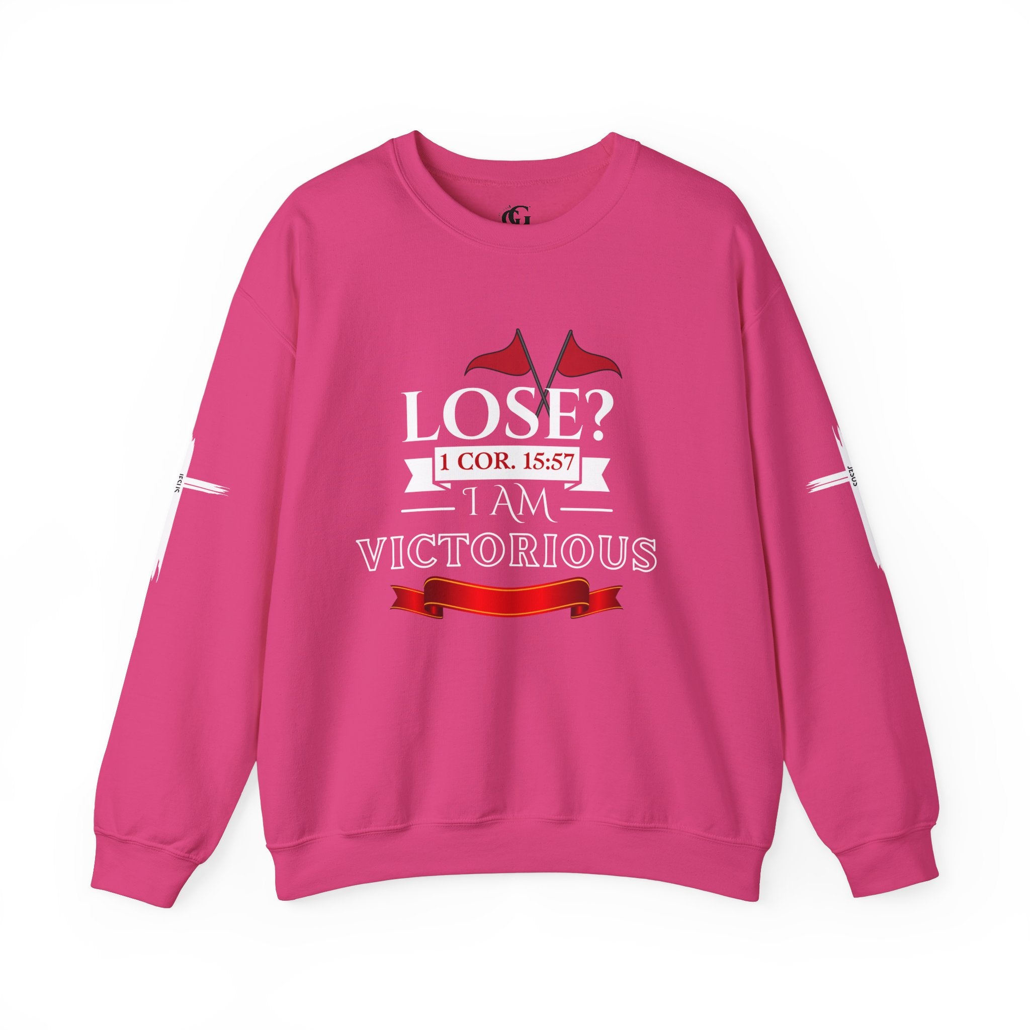 Collection of Inspirational Crewneck Sweatshirt - I AM VICTORIOUS 1 COR. 15:57 | Faith & Victory Apparel in a gallery layout