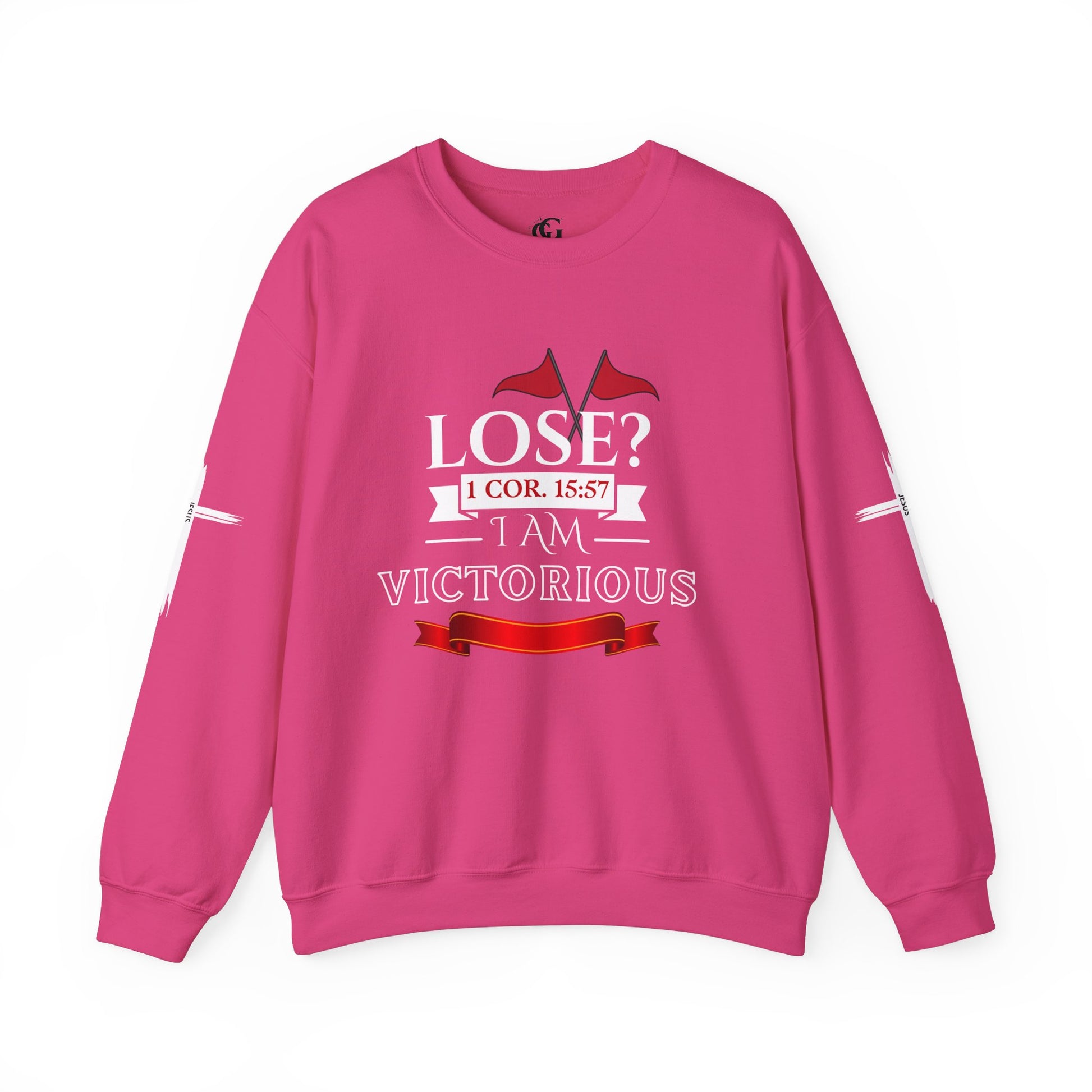 Inspirational Crewneck Sweatshirt - I AM VICTORIOUS 1 COR. 15:57 | Faith & Victory Apparel