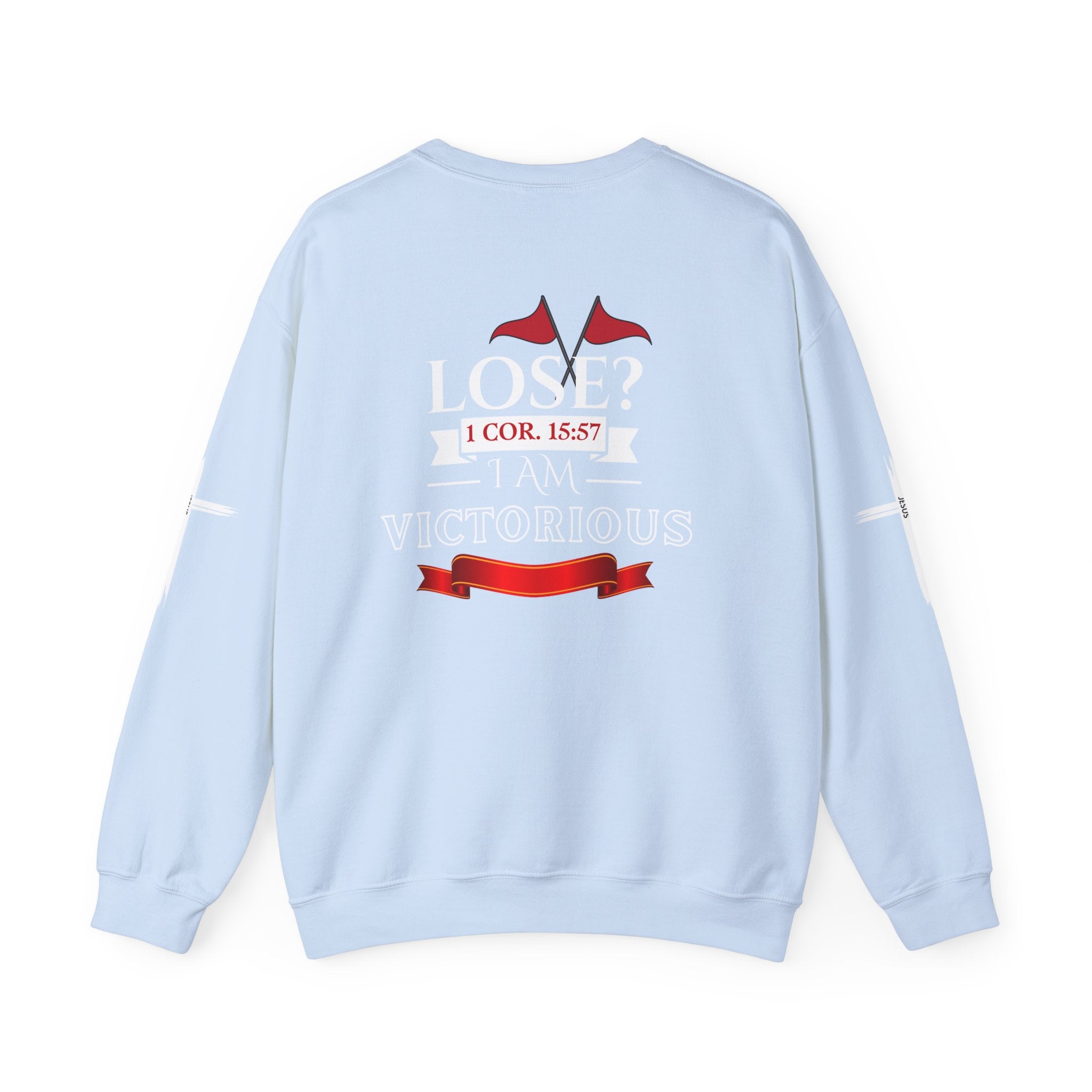 Collection of Inspirational Crewneck Sweatshirt - I AM VICTORIOUS 1 COR. 15:57 | Faith & Victory Apparel in a gallery layout