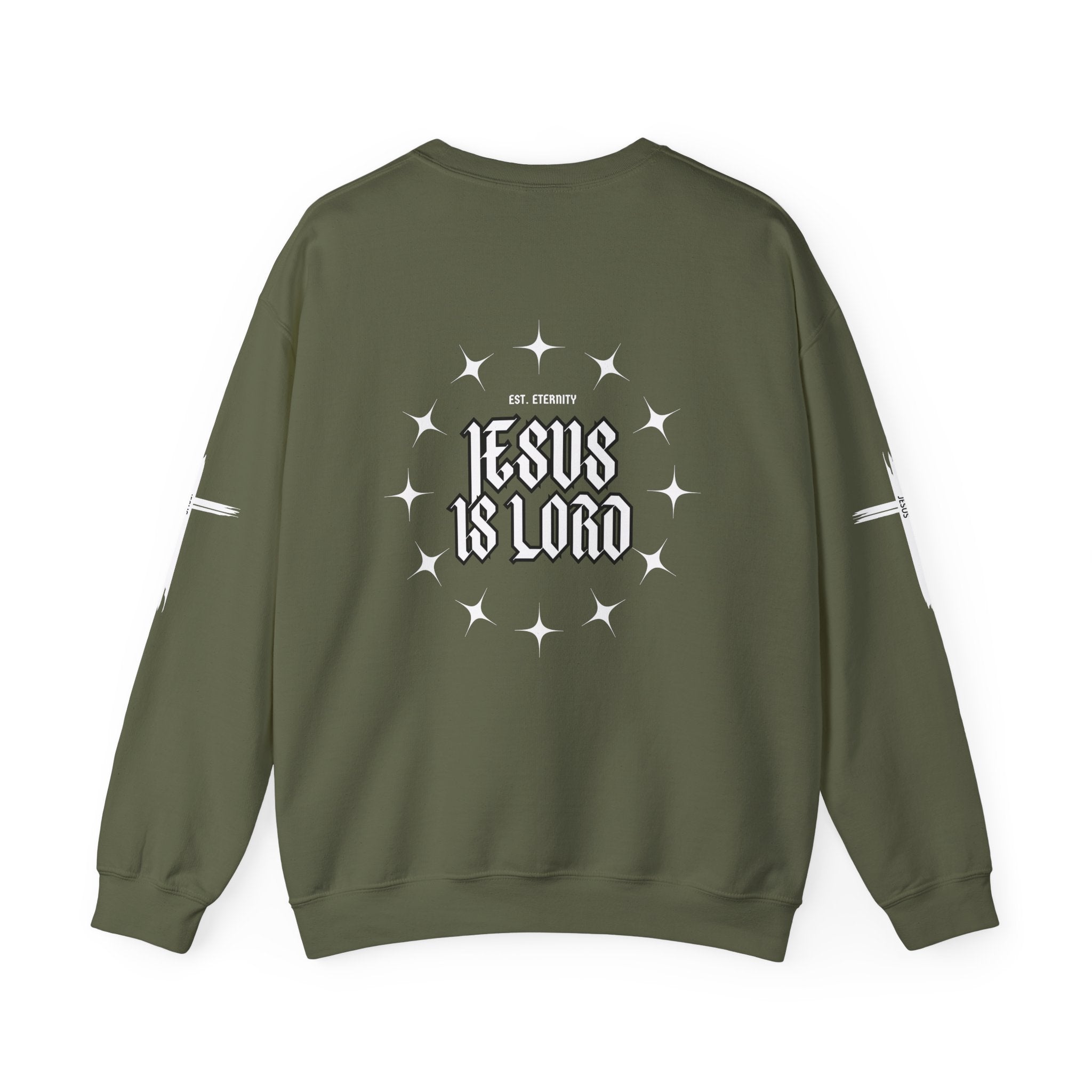 Collection of Faith-Inspired Unisex Heavy Blend Crewneck Sweatshirt - 'Jesus Is Lord' Design in a gallery layout