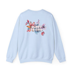 Collection of "Glory to God" Floral Crewneck Sweatshirt: no-chenille patch in a gallery layout