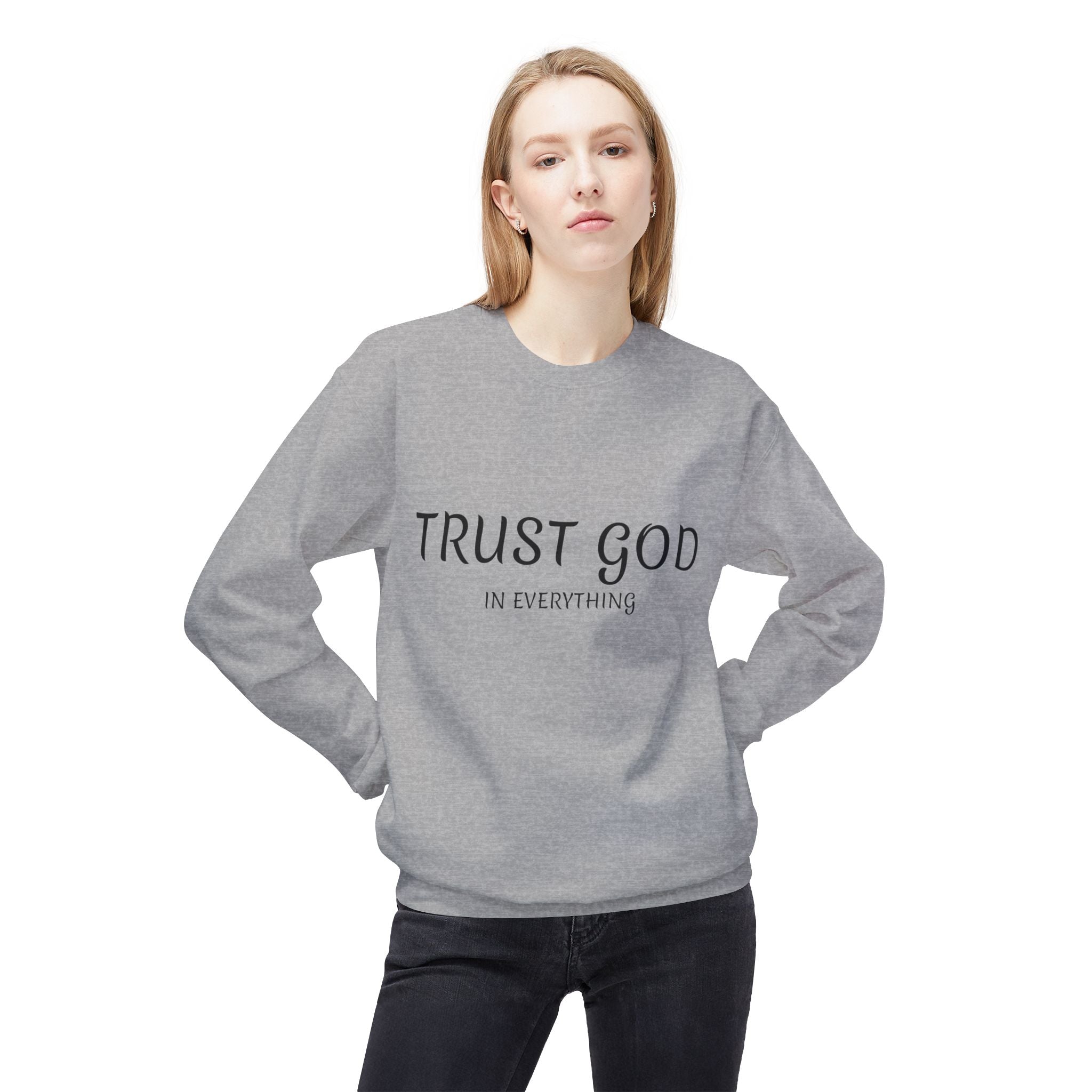 Collection of Trust God Fleece Sweatshirt for Comfort and Inspiration in a gallery layout