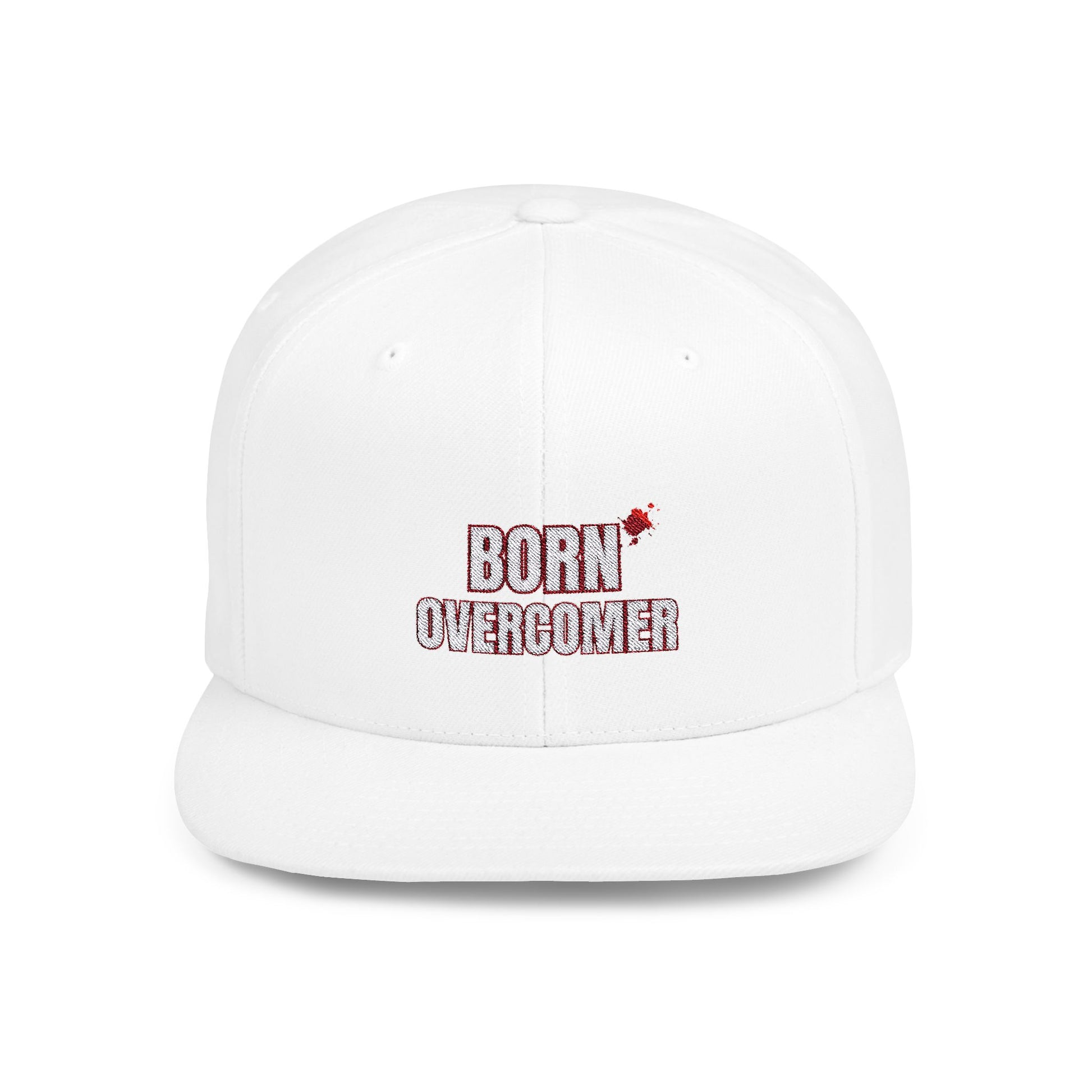 Born Overcomer Flat Bill Snapback Cap - Inspirational Hat for Motivated Individuals