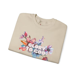 Collection of "Glory to God" Floral Crewneck Sweatshirt: no-chenille patch in a gallery layout