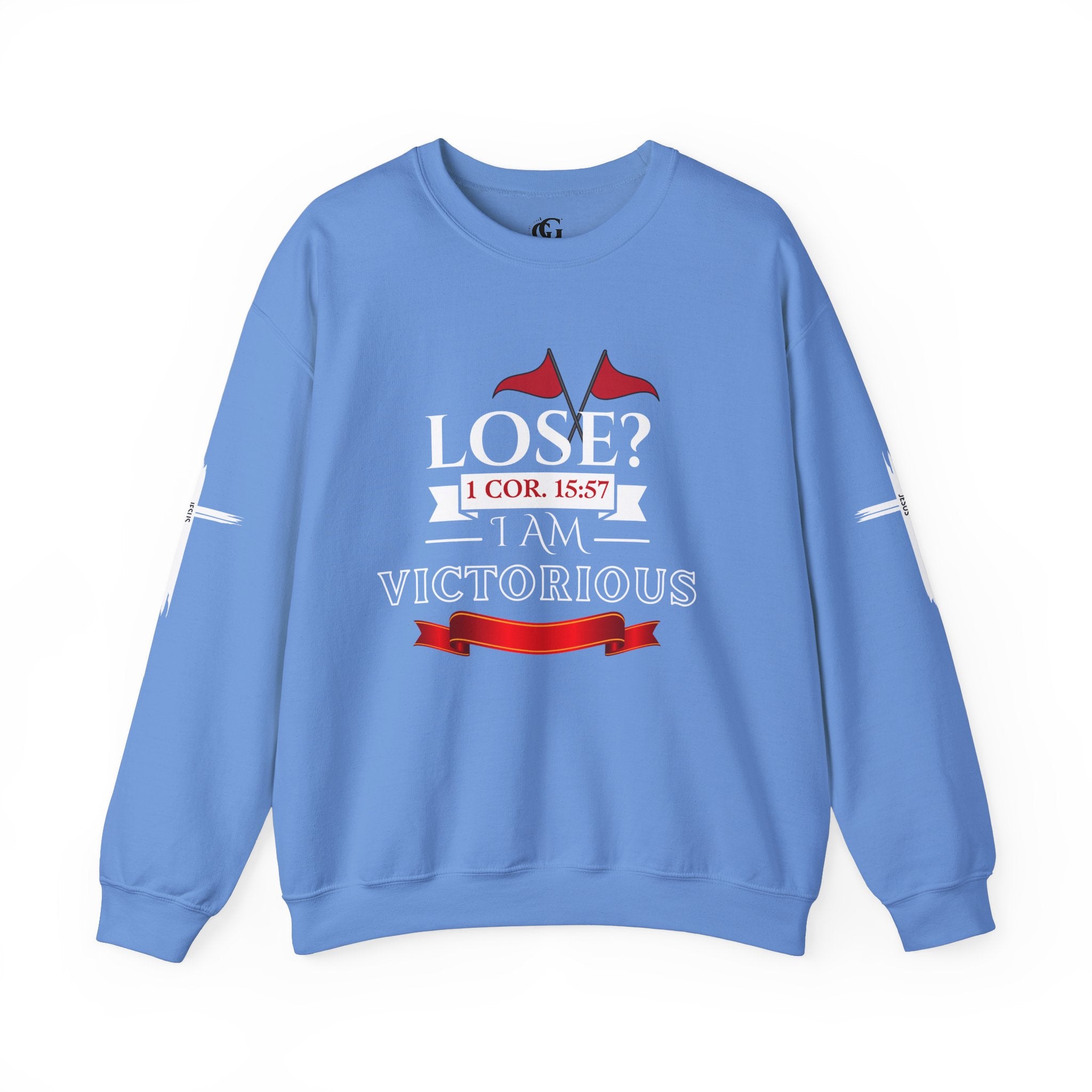 Collection of Inspirational Crewneck Sweatshirt - I AM VICTORIOUS 1 COR. 15:57 | Faith & Victory Apparel in a gallery layout